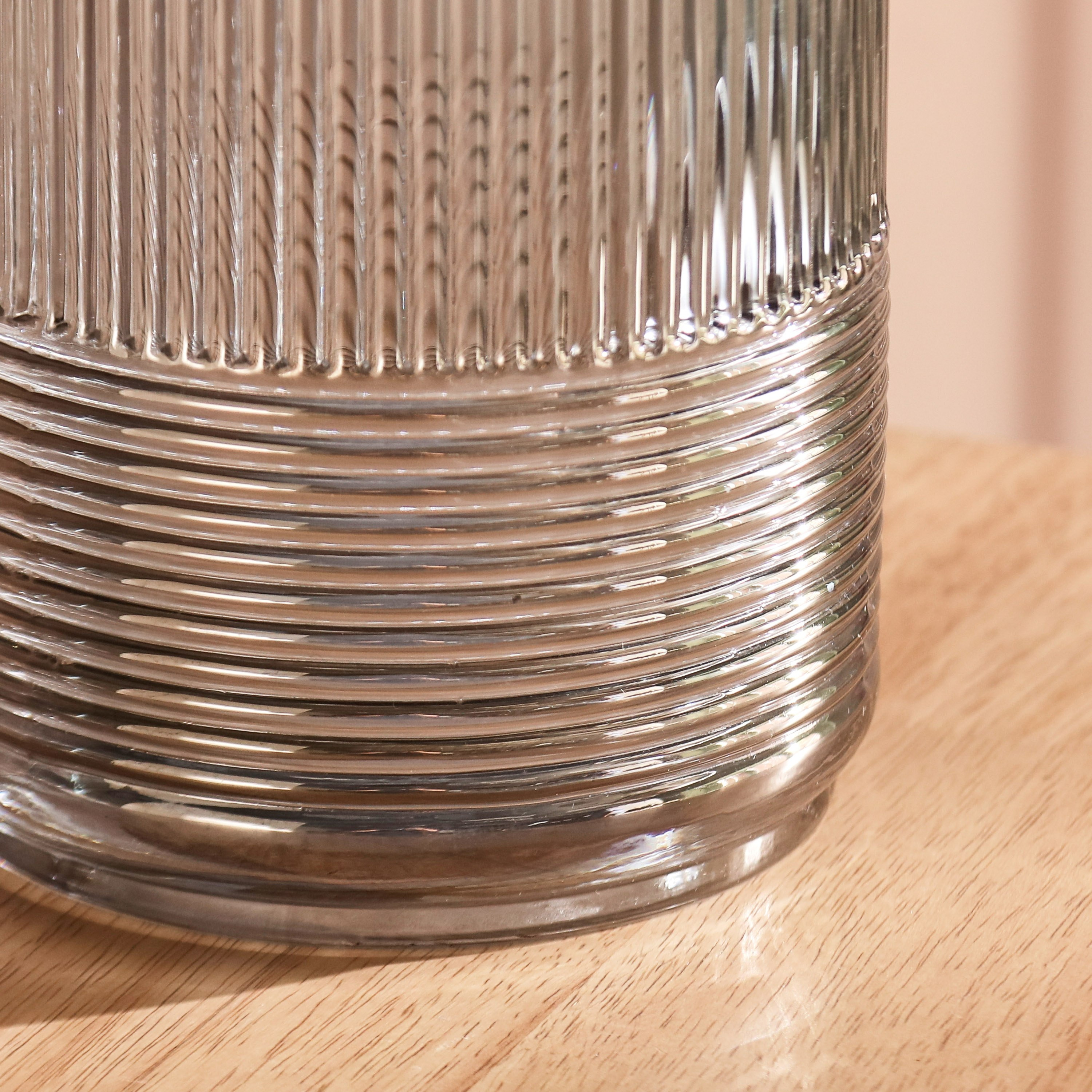 Den Ribbed Glass Texture with Nickle Finish Vase - 13x15 cm-hbxbedroom-decorandaccessories-vases-image-4