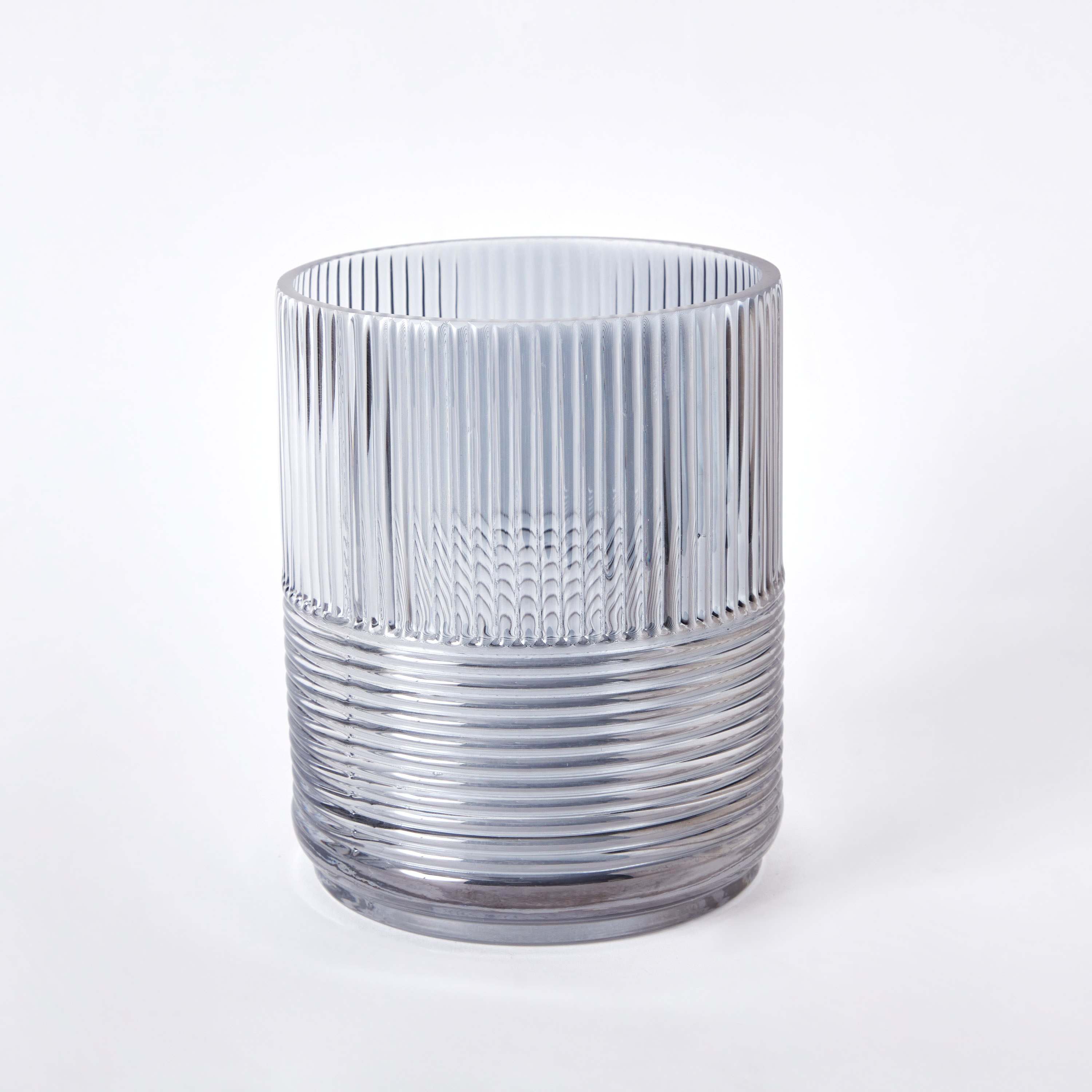 Den Ribbed Glass Texture with Nickle Finish Vase - 13x15 cm-hbxbedroom-decorandaccessories-vases-image-6