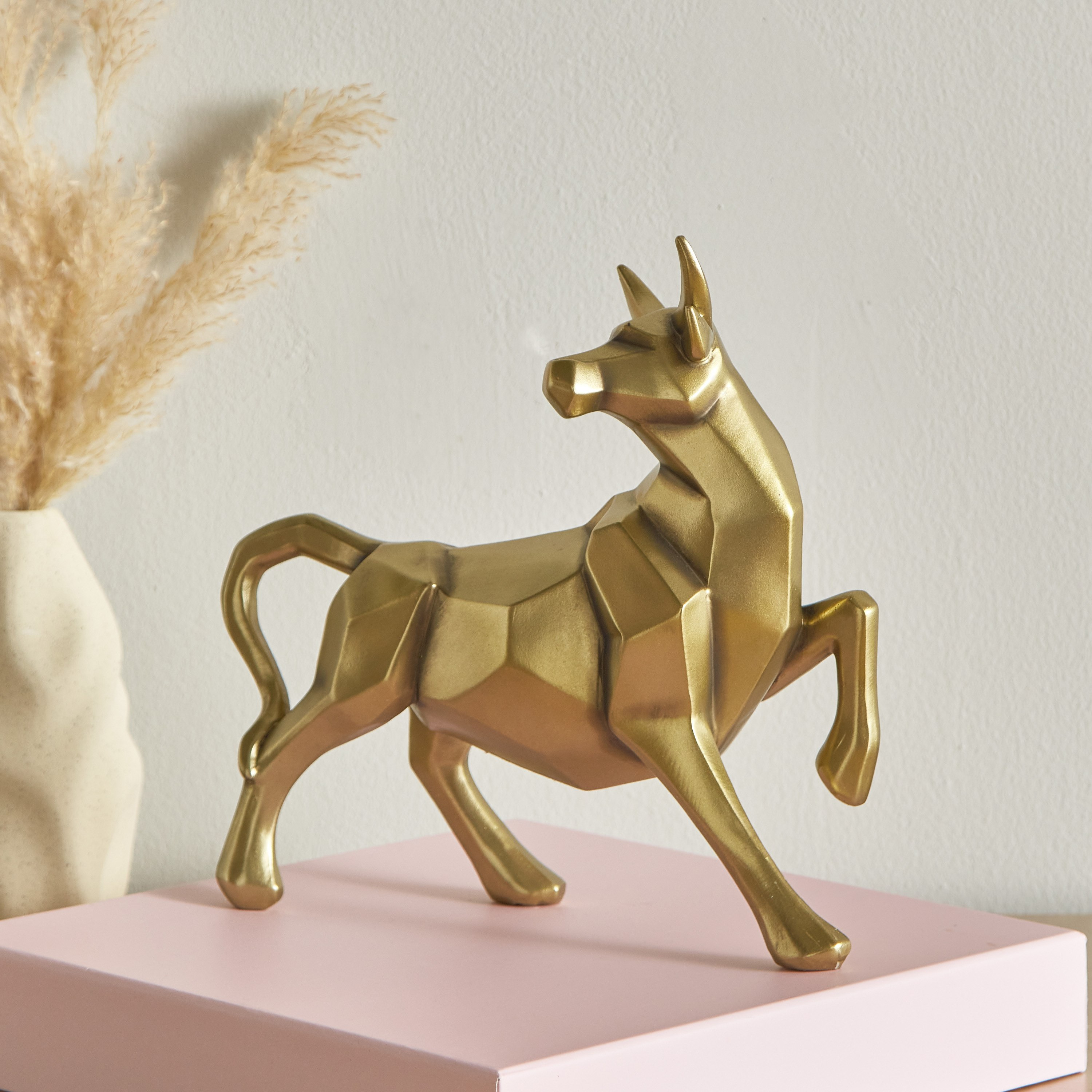 Blest Polyresin Graphic Bull Figurine - 26x9.3x24.3 cm-hbxhomeware-homedecor-figurinesandornaments-image-1