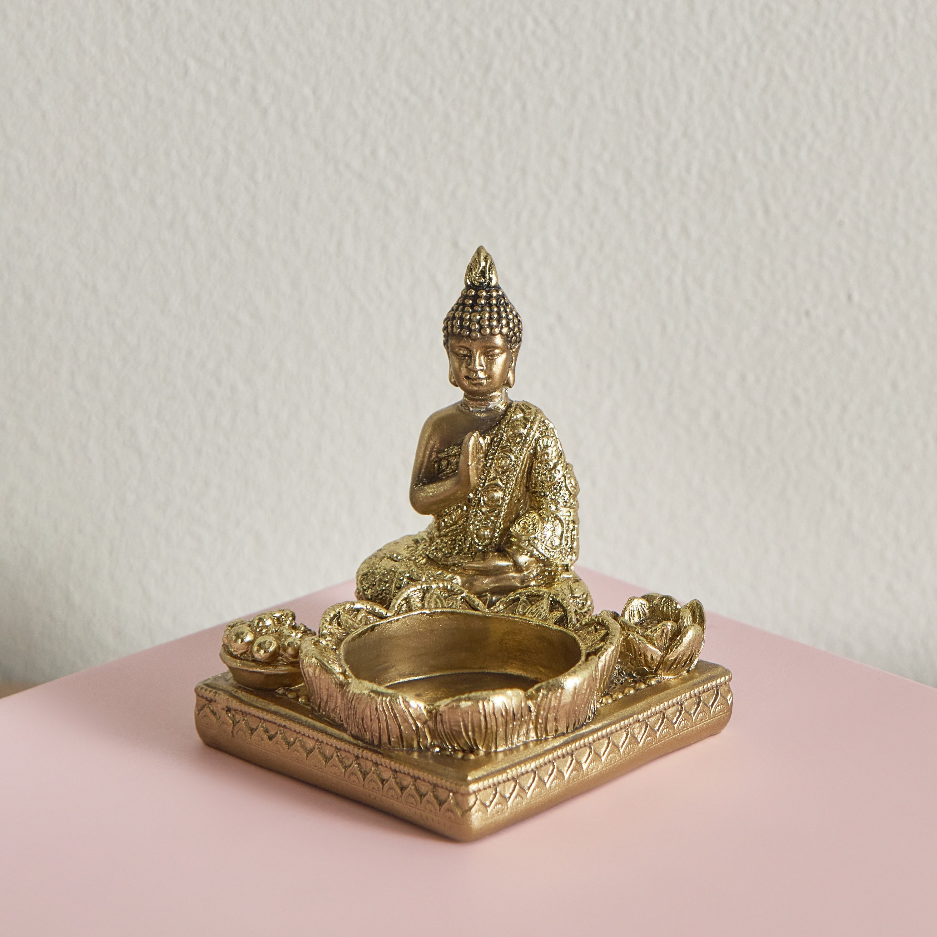 تمثال صغير لبوذا جالس مع حامل شموع من بليست - 7x7x7.8 سم-hbxhomeware-homedecor-figurinesandornaments-image-2