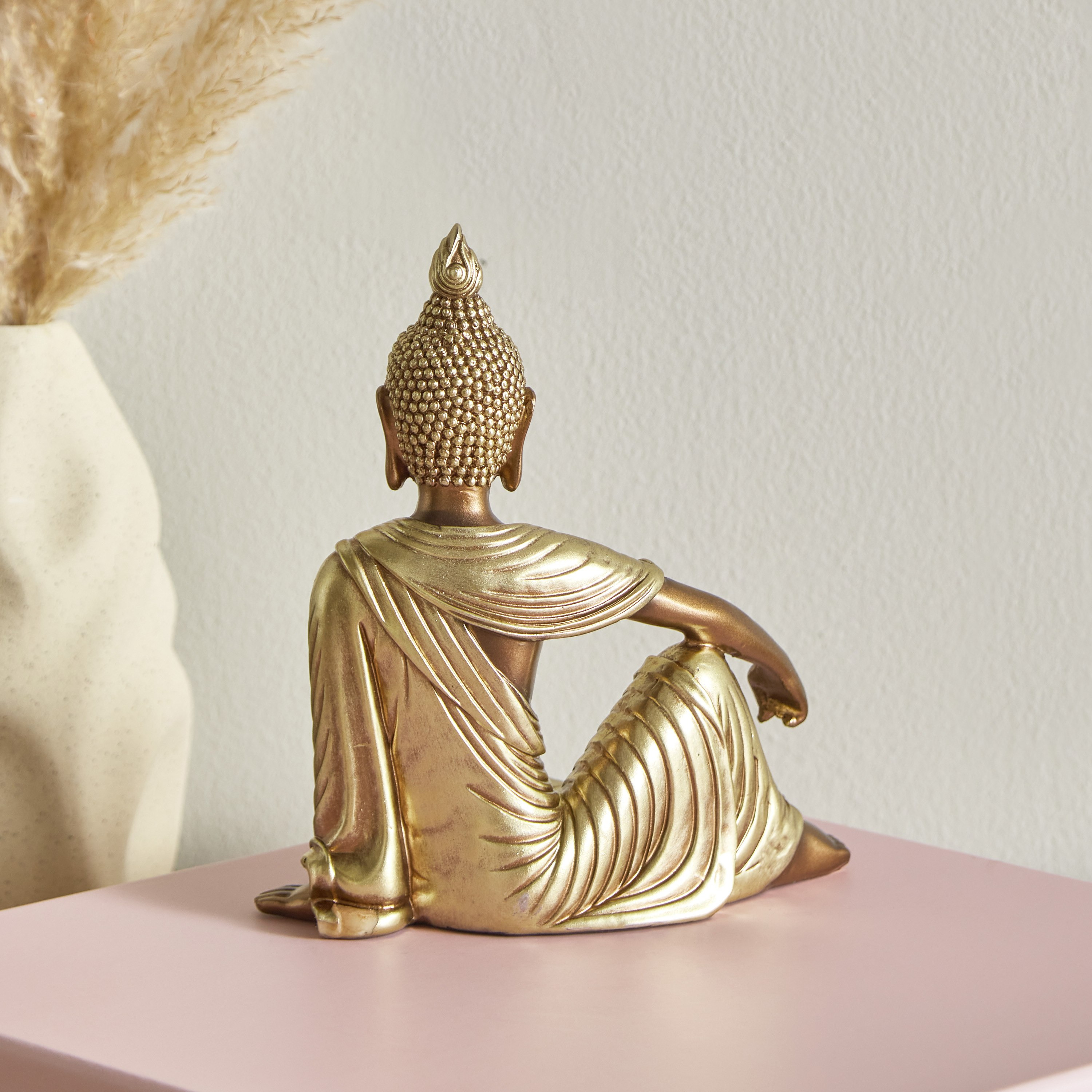 Blest Gold Finish Resting Buddha Figurine - 14.8x10x16.5 cm-hbxhomeware-homedecor-figurinesandornaments-image-2