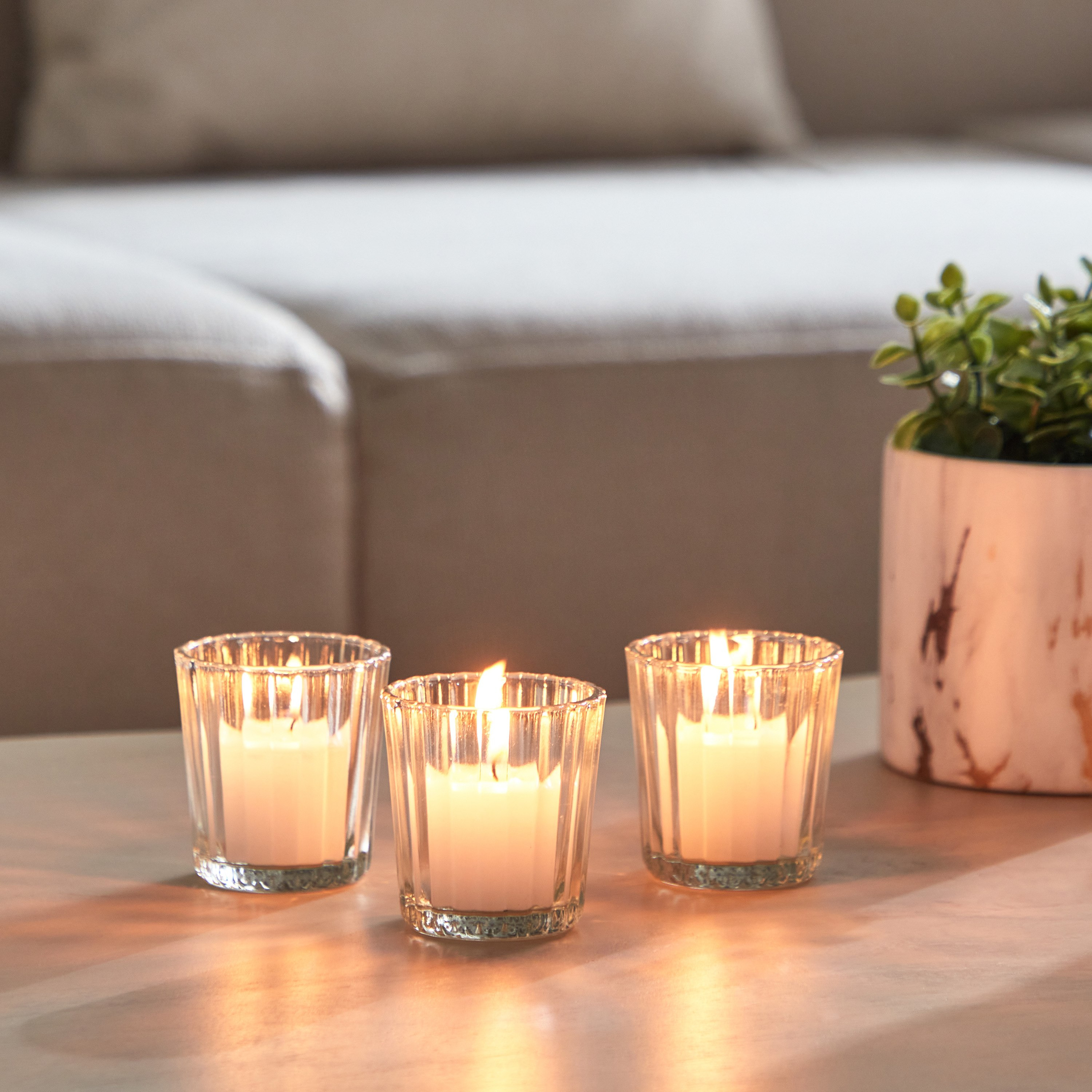 طقم حامل شموع صغيرة شفّاف 3 قطع من تريا - 6x6 سم-hbxlivingroom-decorandaccessories-candleholders-image-1
