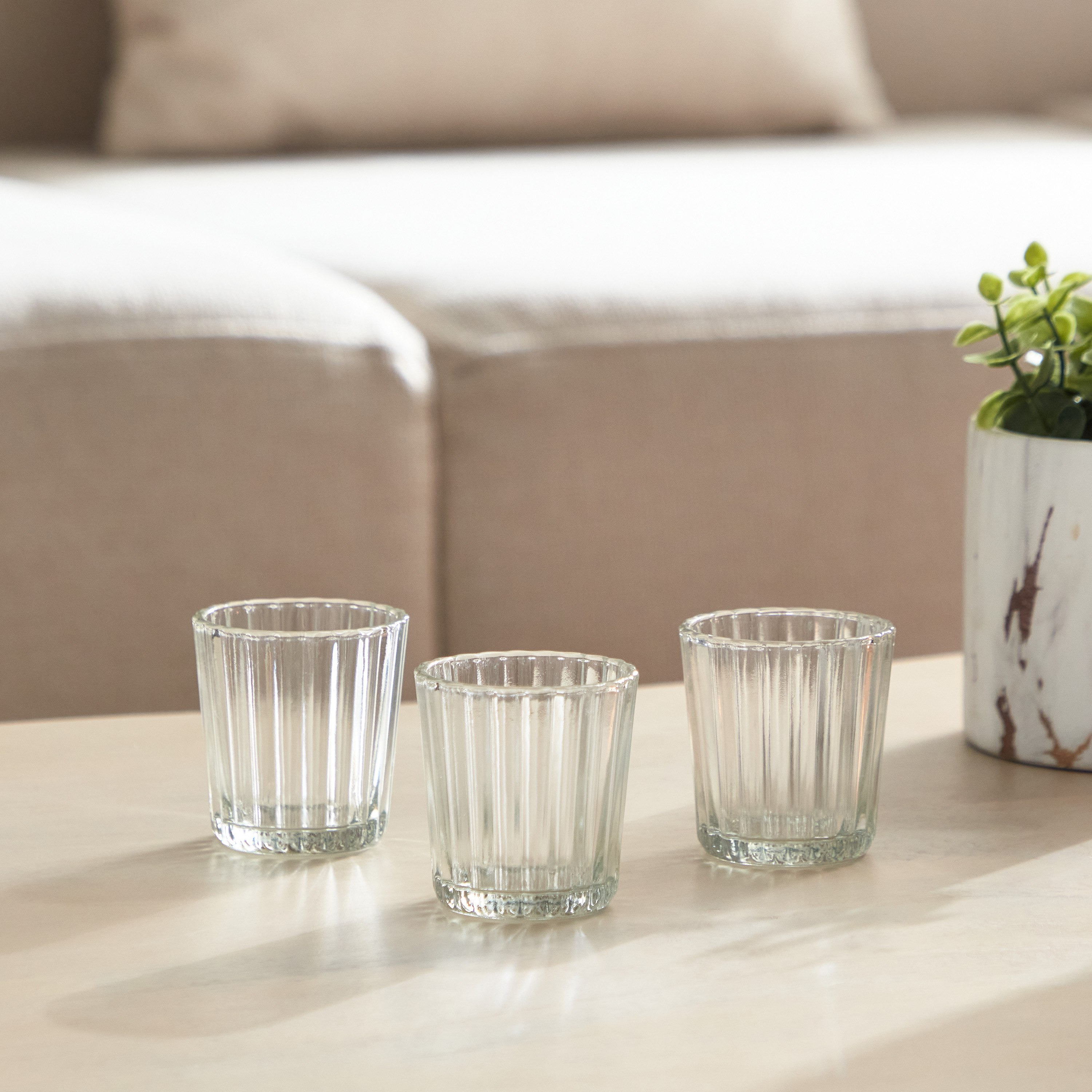 طقم حامل شموع صغيرة شفّاف 3 قطع من تريا - 6x6 سم-hbxlivingroom-decorandaccessories-candleholders-image-2