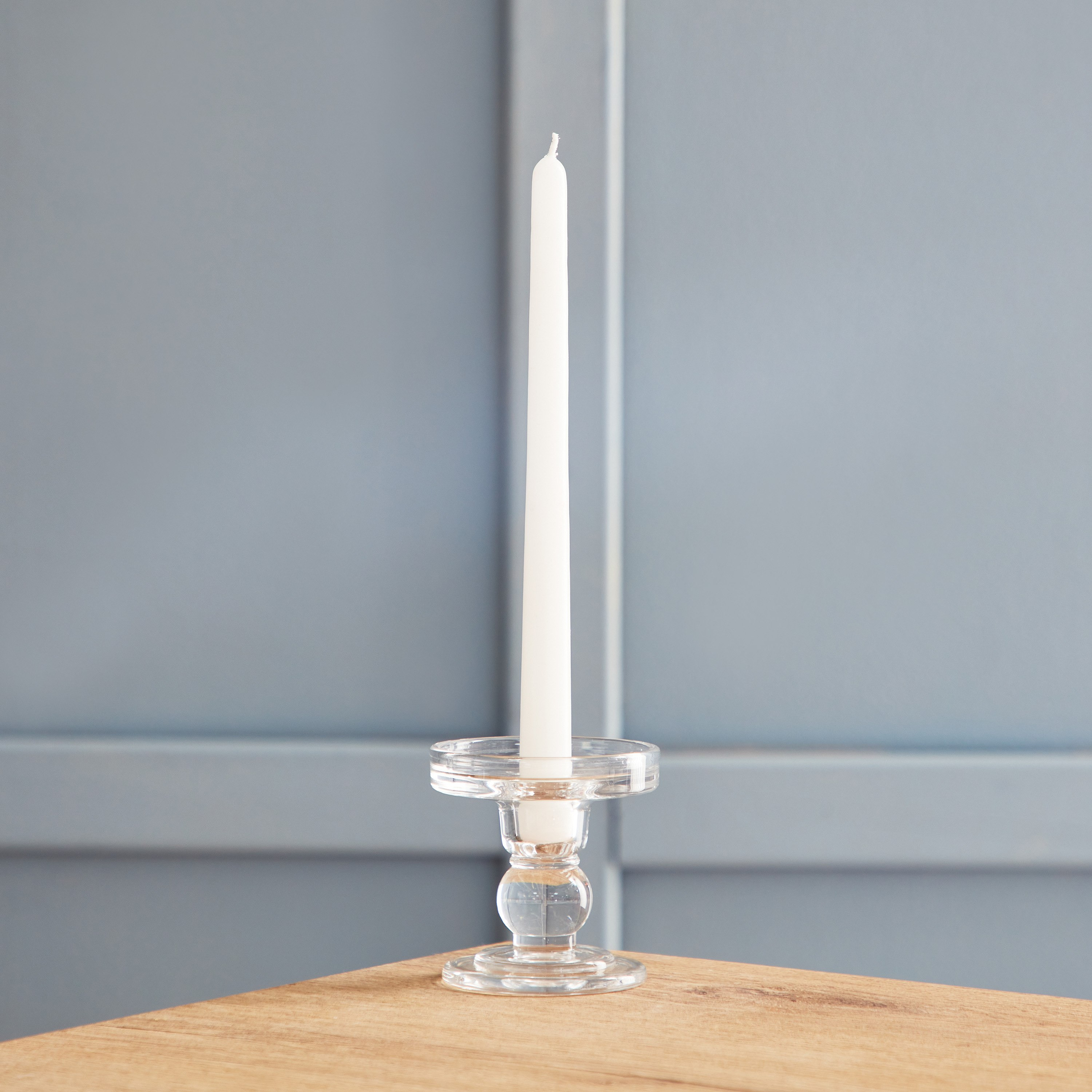 Bright Clear Glass Taper Candleholder - 8.5x9 cm-hbxlivingroom-decorandaccessories-candleholders-image-1