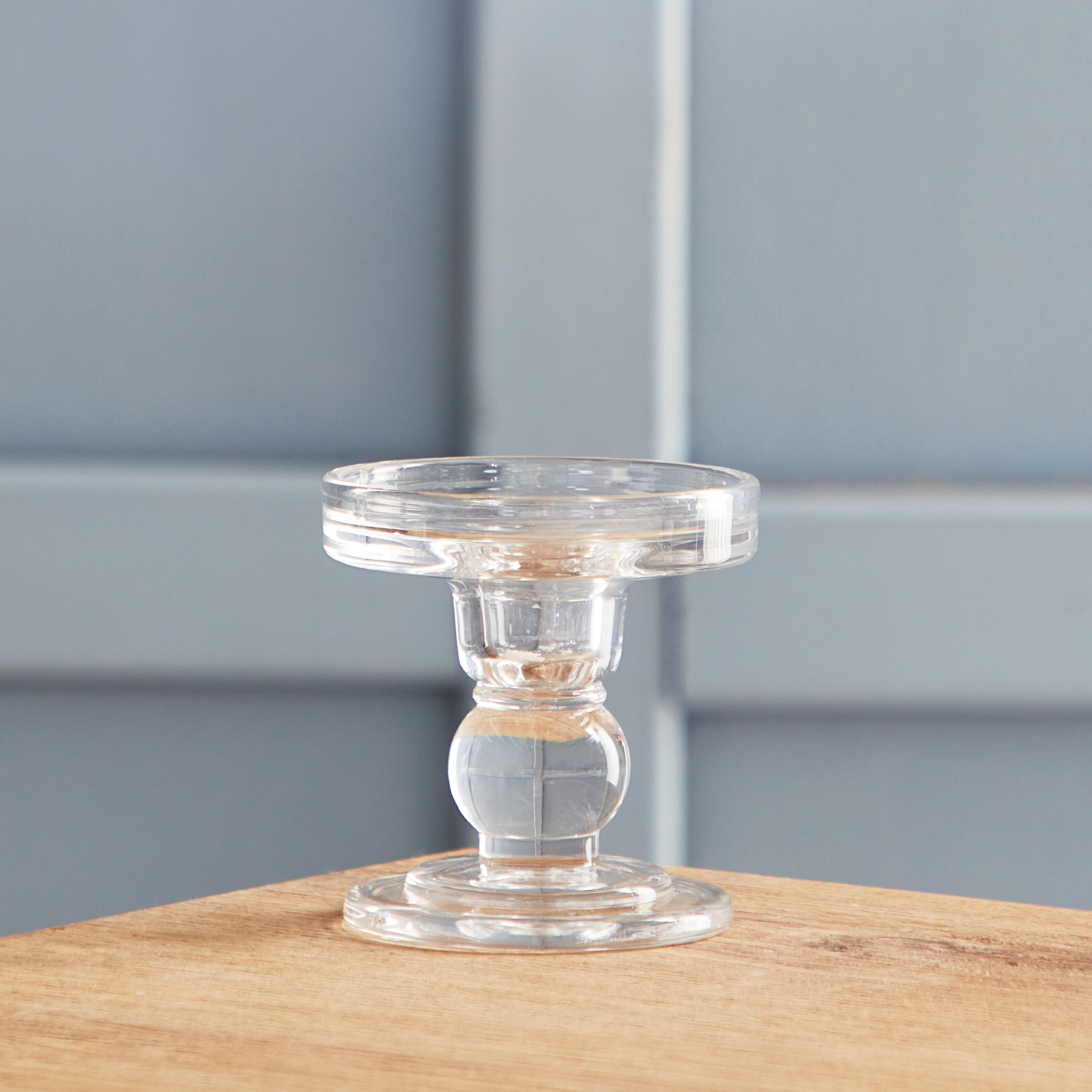 Bright Clear Glass Taper Candleholder - 8.5x9 cm-hbxlivingroom-decorandaccessories-candleholders-image-2