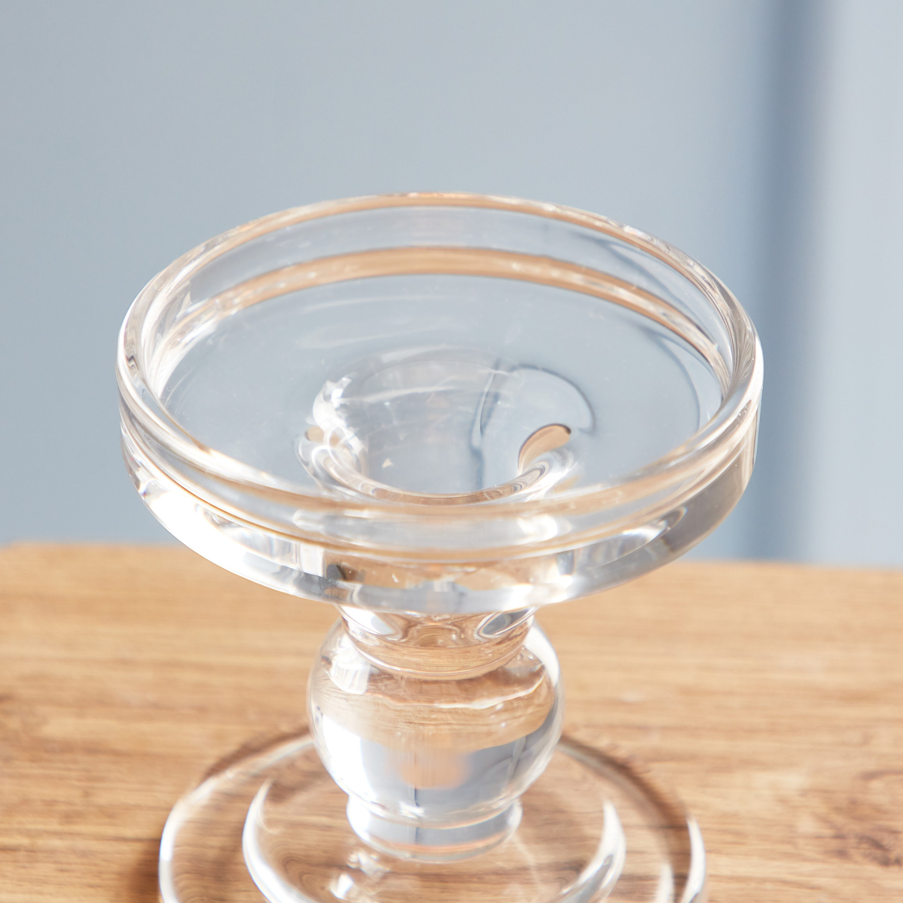 Bright Clear Glass Taper Candleholder - 8.5x9 cm-hbxlivingroom-decorandaccessories-candleholders-image-3