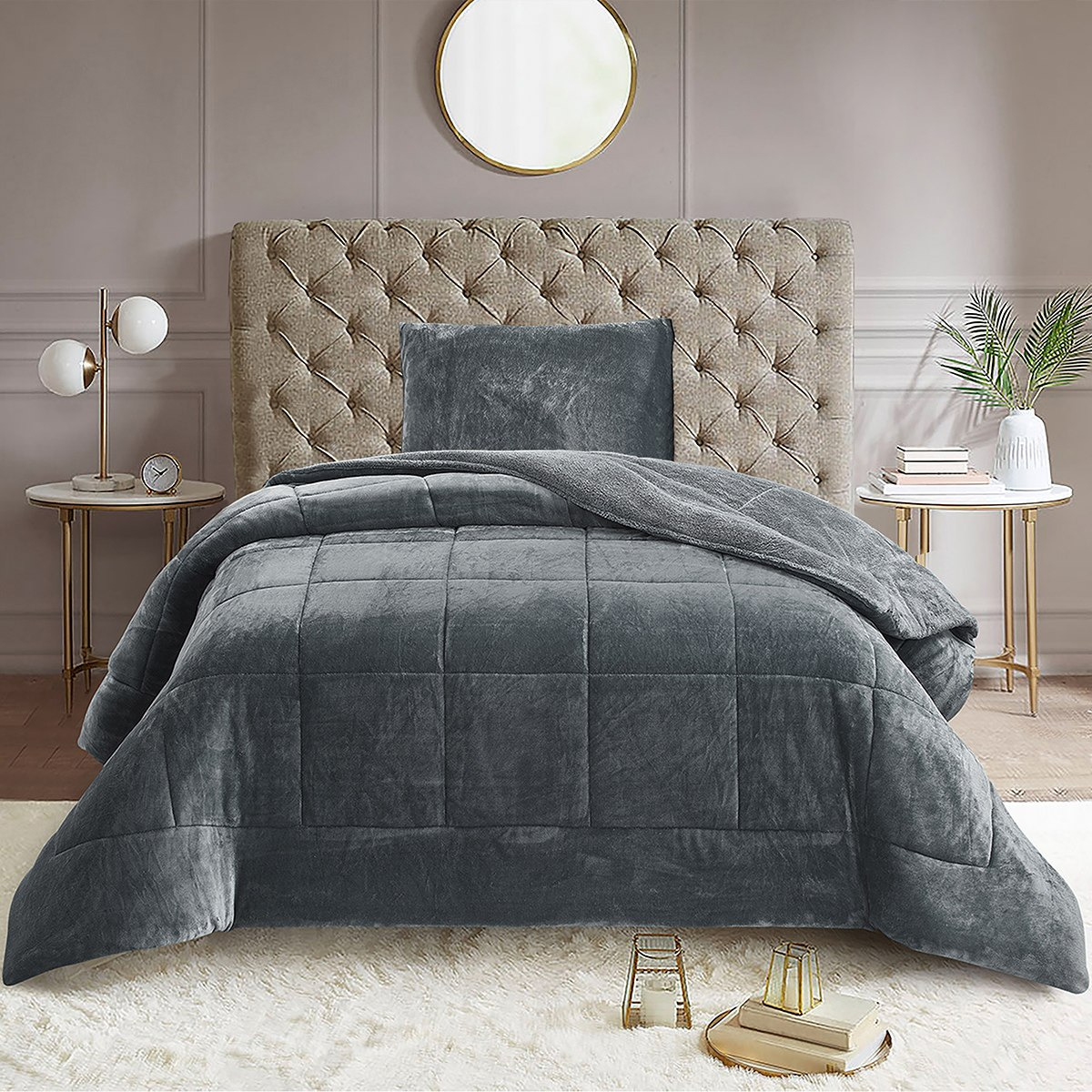 طقم لحاف كينج فلانيل سادة قطعتين من ناريكو - 150x220 سم-hbxkidsandyouth-beddingandfurnishings-comfortersets-image-2