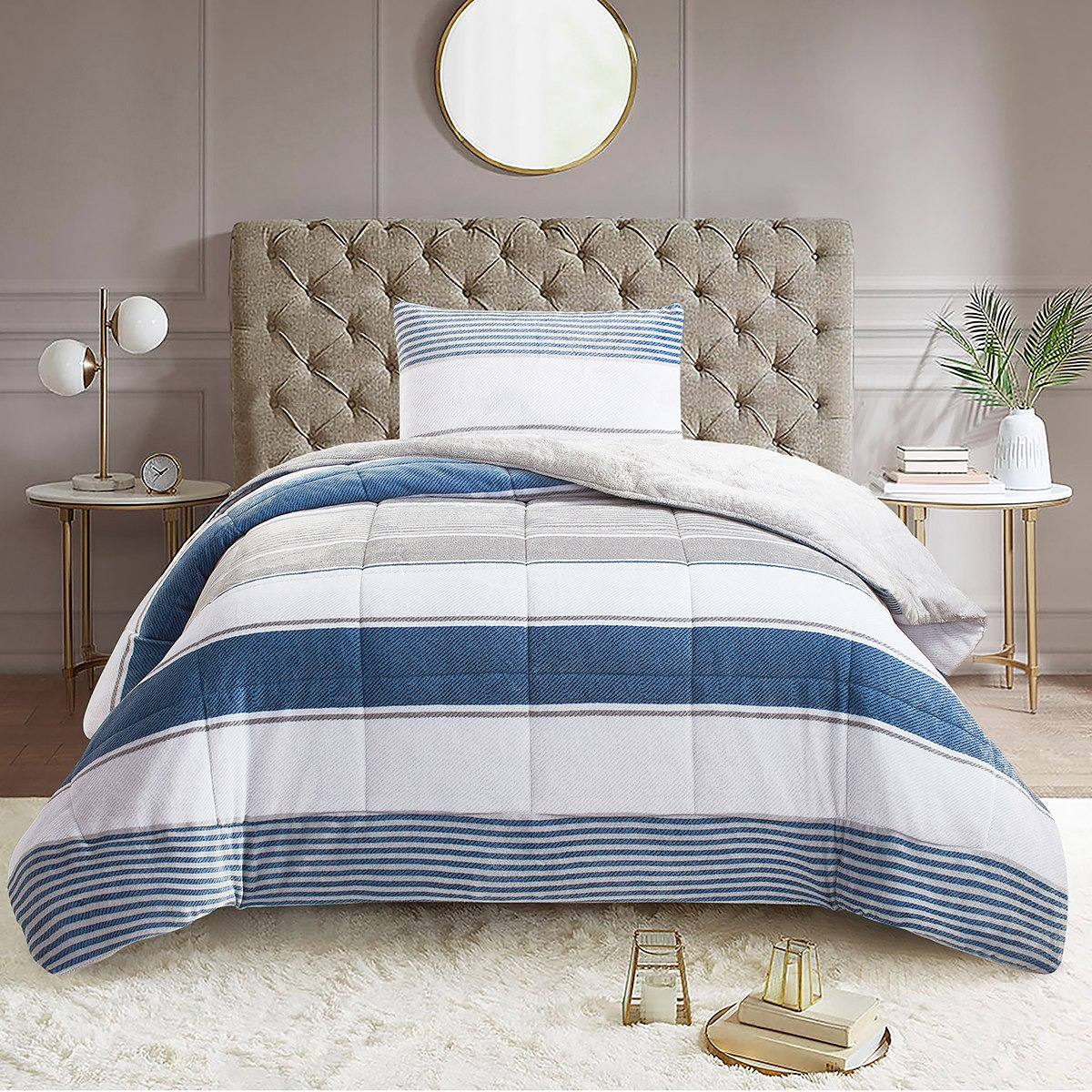 طقم لحاف فلانيل كينج قطعتين بطبعات من بيلفي جيني - 150x220 سم-hbxkidsandyouth-beddingandfurnishings-comfortersets-image-2