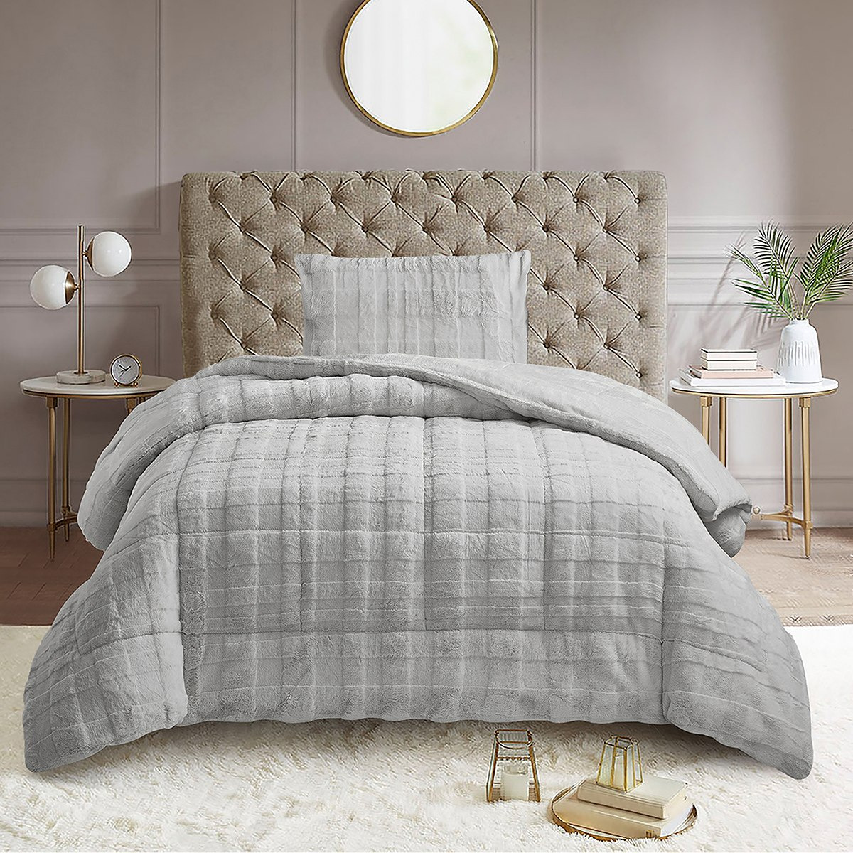 طقم لحاف مزدوج فرو أرنب صناعي قطعتين من ليا ألبا - 150x220 سم-hbxkidsandyouth-beddingandfurnishings-comfortersets-image-2