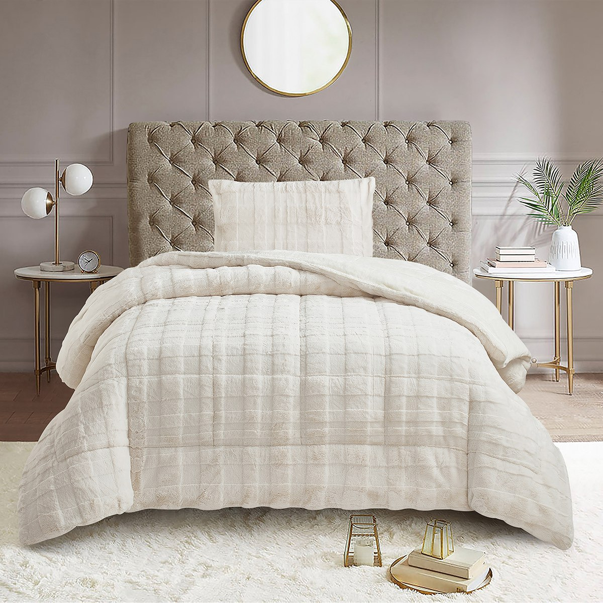 طقم لحاف مزدوج فرو أرنب صناعي قطعتين من ليا ألبا - 150x220 سم-hbxkidsandyouth-beddingandfurnishings-comfortersets-image-2