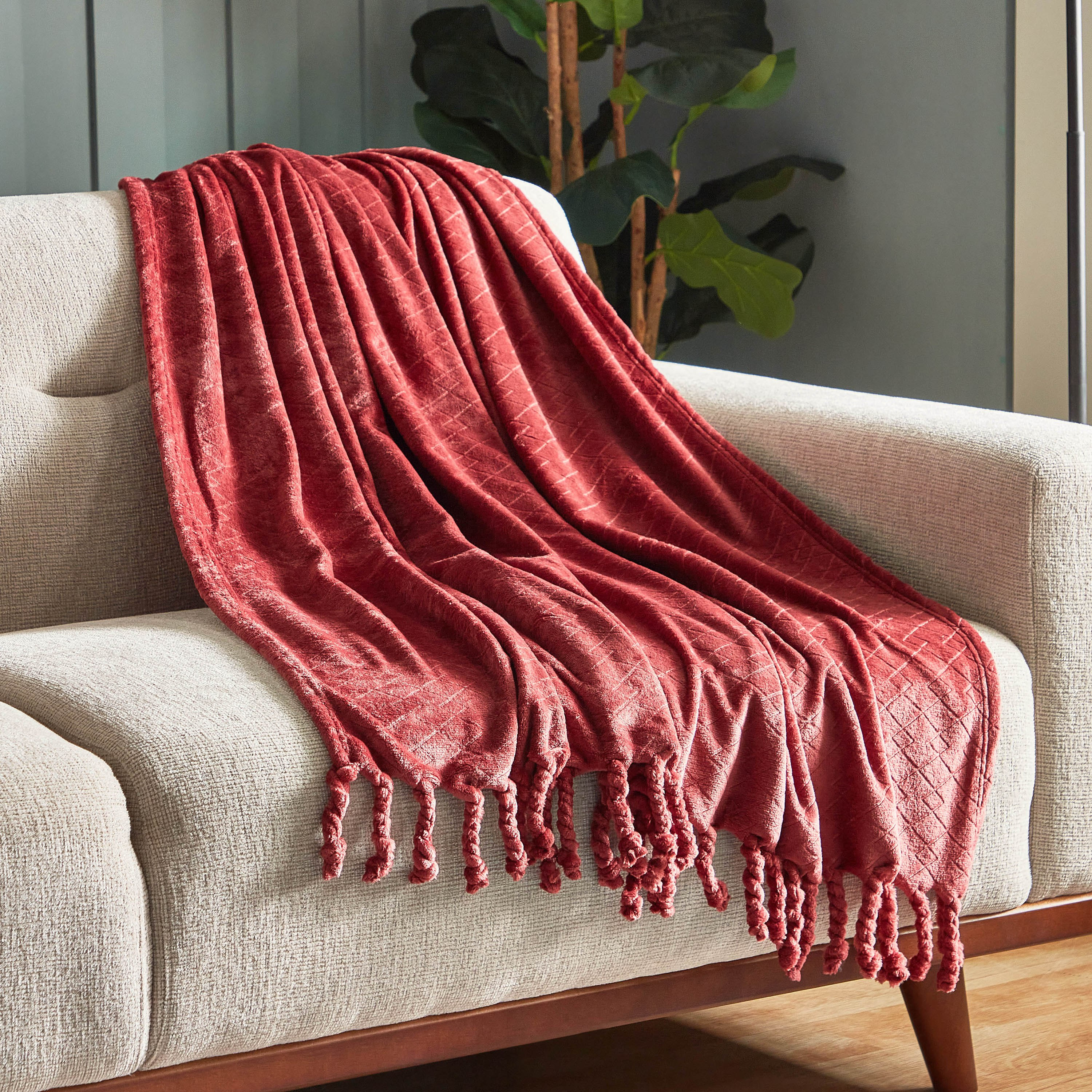 Lavish Embossed Solid Flannel Embossed Throw - 130x180 cm-hbxhomeware-hbxbedroom-image-1