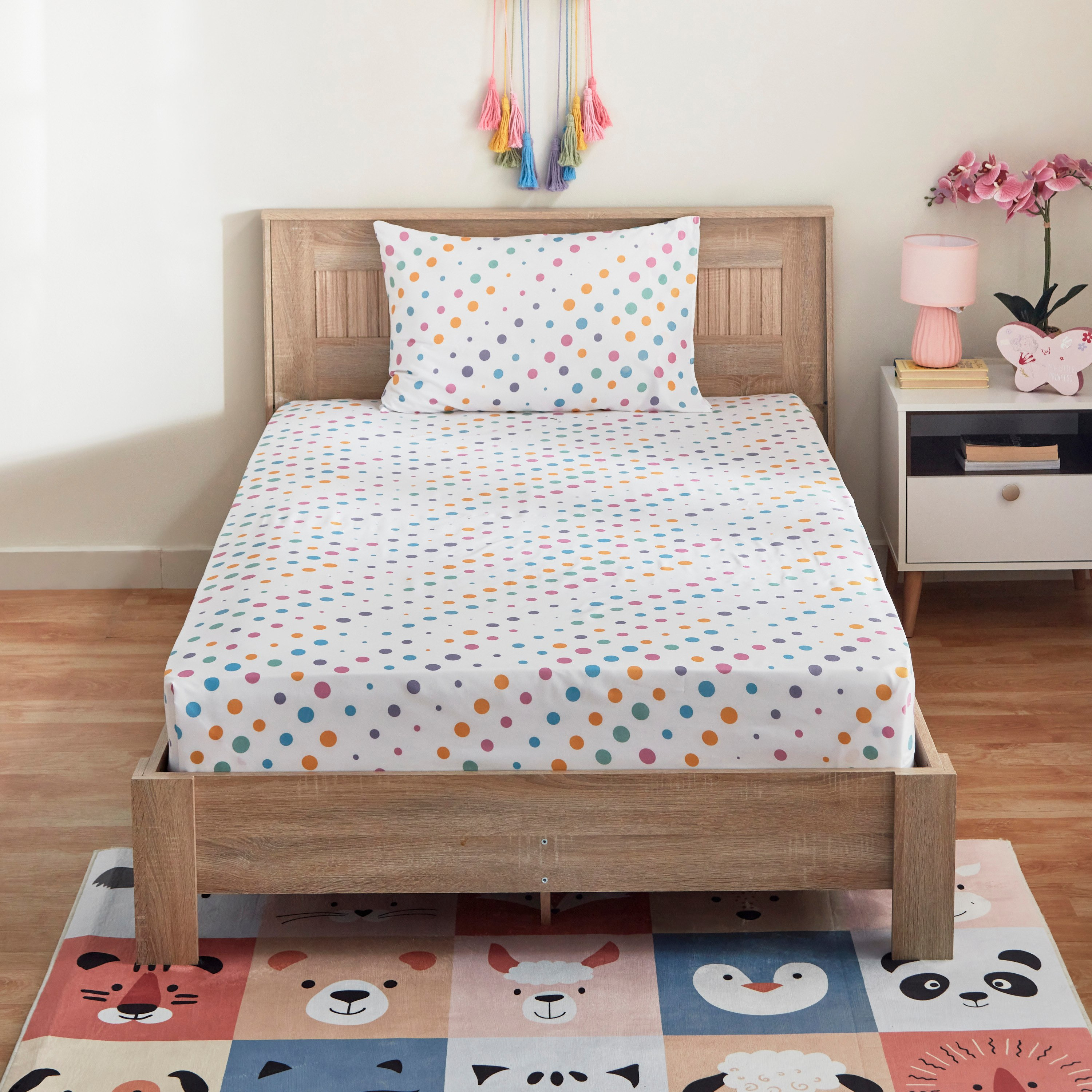 شرشف سرير مسطح مع غطاء وسادة ميكروفايبر من نورا - 160x240 سم-hbxhomeware-hbxkidsandyouth-image-2