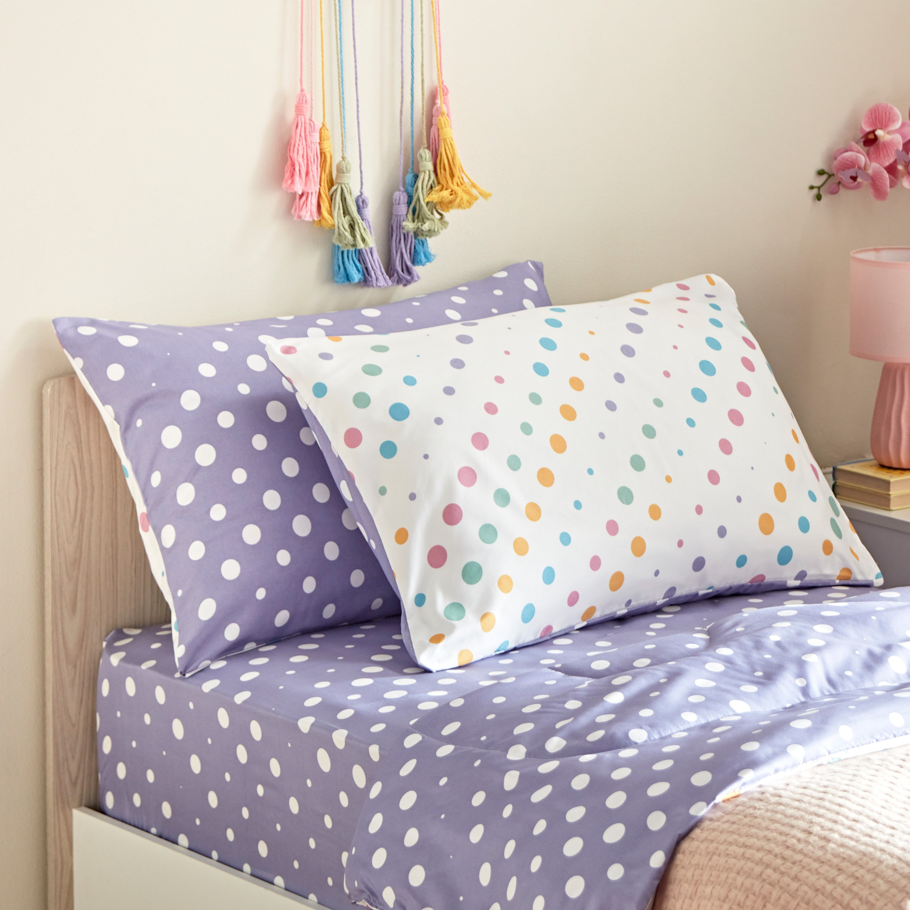 طقم غطاء وسادة منقط ألياف دقيقة قطعتين من نورا - 50x75 سم-hbxhomeware-hbxkidsandyouth-image-1