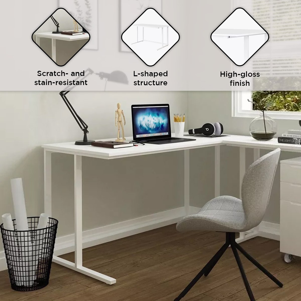 Norwich Large High Gloss Study Desk -hbxfurniture-office-desks-image-9