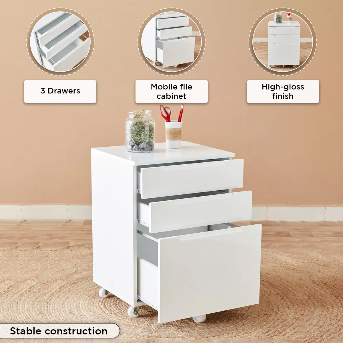 Norwich 3-Drawer High Gloss File Cabinet-hbxfurniture-office-desks-image-5