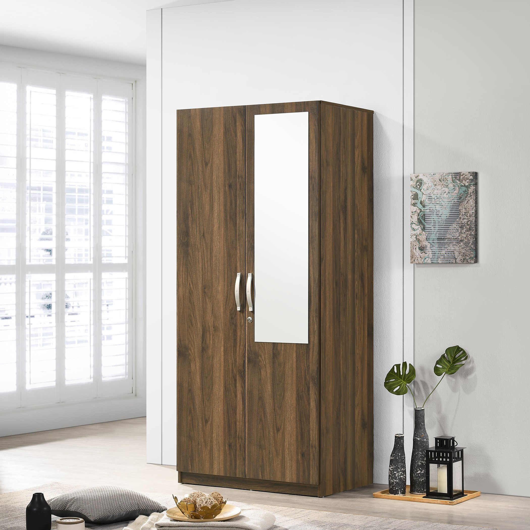 Double door online almirah with mirror