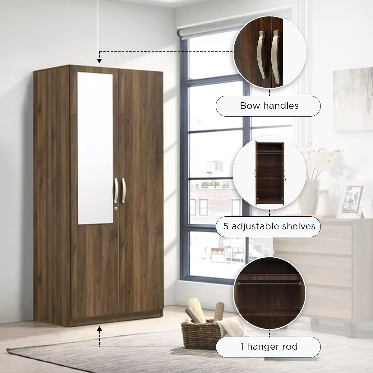 Kulltorp Plus 2-Door Wardrobe with Mirror and Lock-hbxfurniture-wardrobes-image-10