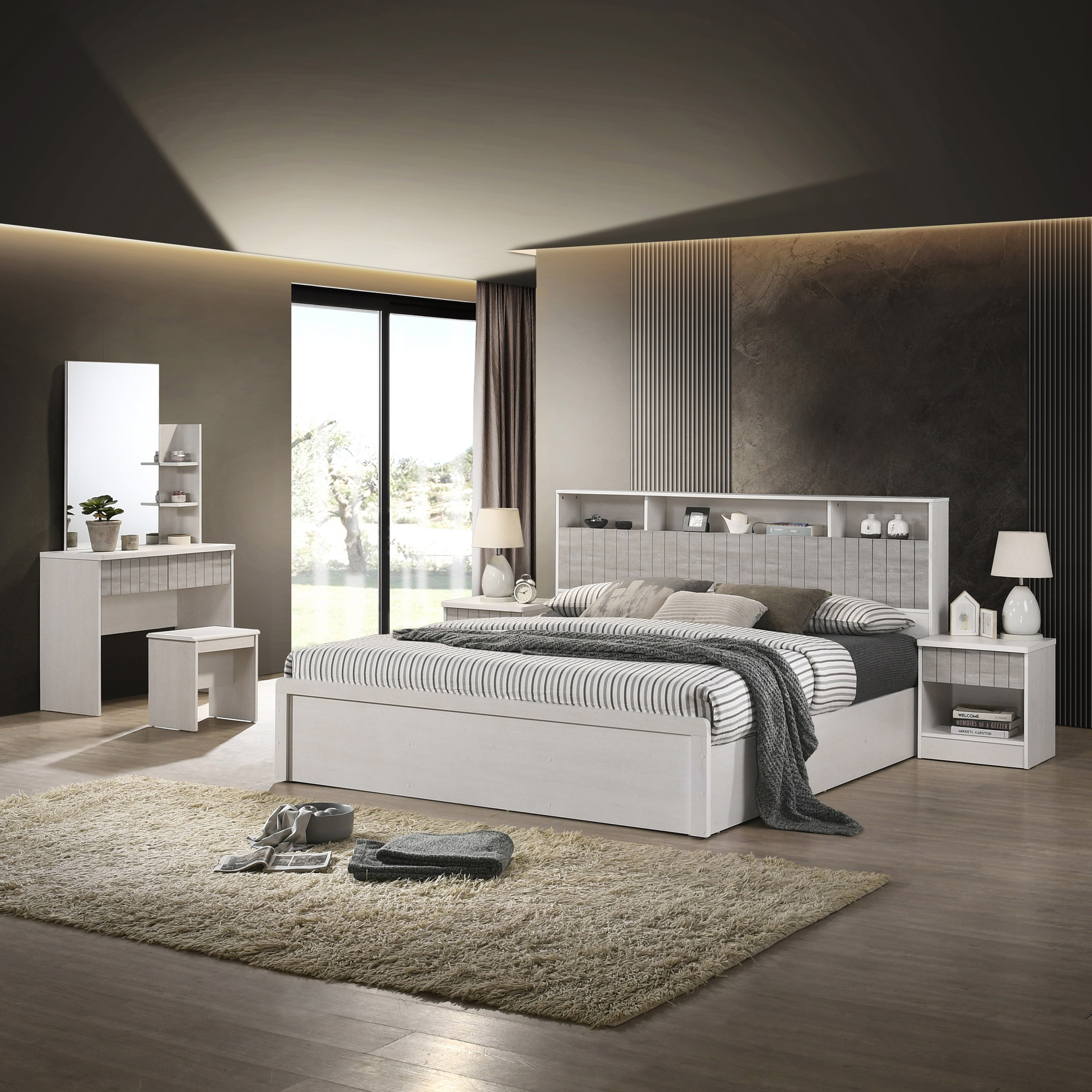 King bedroom deals set with bench