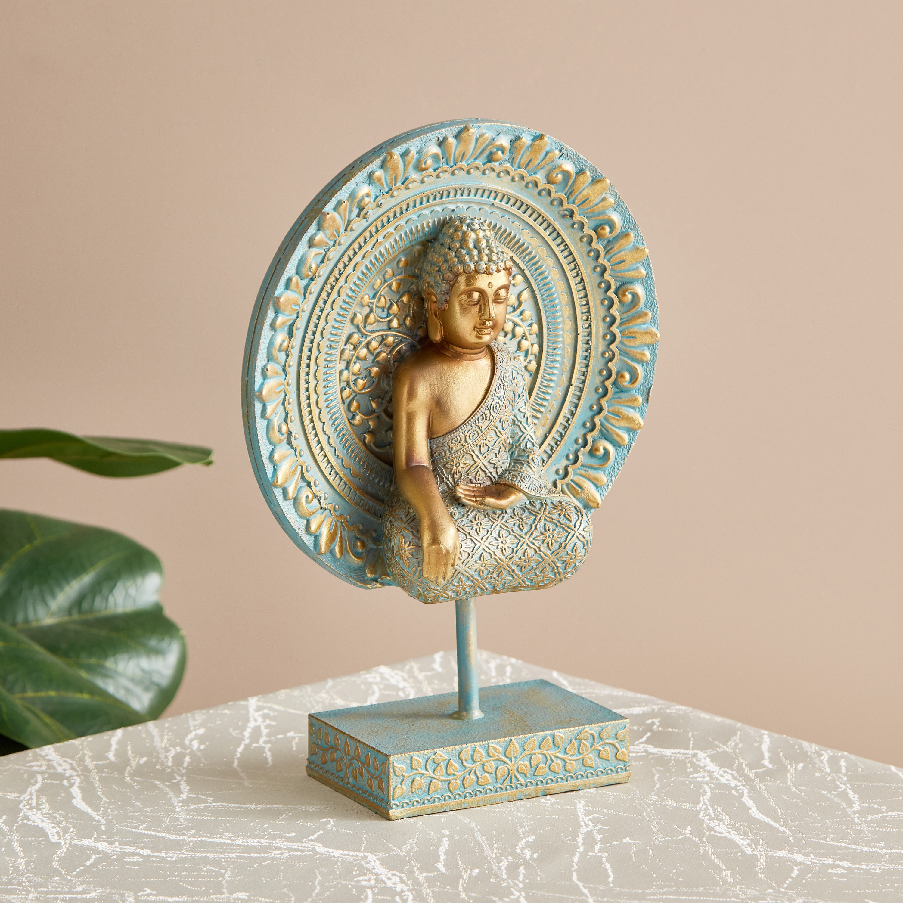 تمثال بوذا بإطار دائري من سيم - 19.5x8x26.5 سم-hbxhomeware-homedecor-figurinesandornaments-image-1