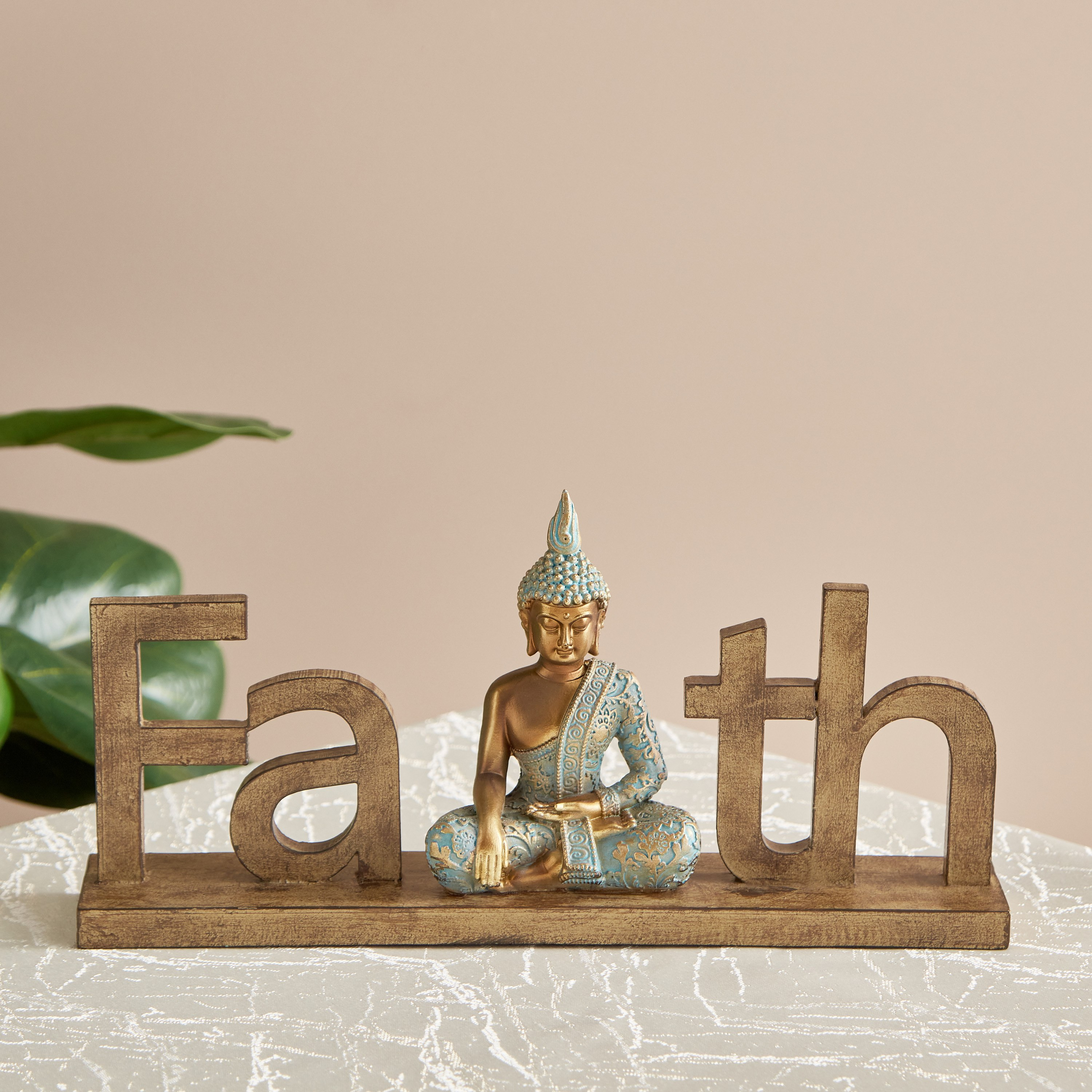 Sym Wooden Polyresin Buddha Faith Decorative Accent - 28.5x5.5x14.5 cm-hbxhomeware-homedecor-figurinesandornaments-image-1