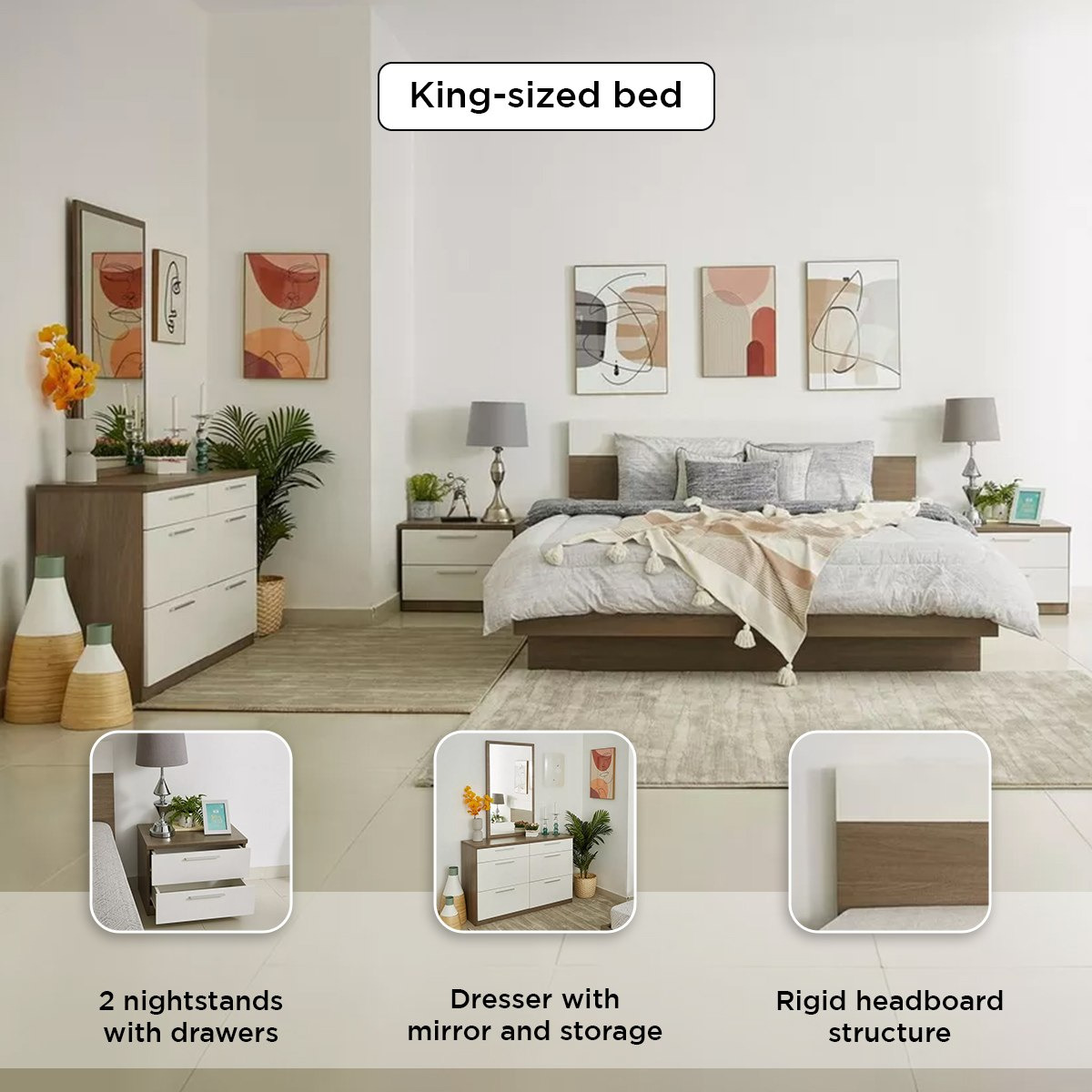 Ireland 5-Piece King Bedroom Set - 180x200 cm-hbxbedroom-bedsandbedsets-bedroomsets-king-image-19