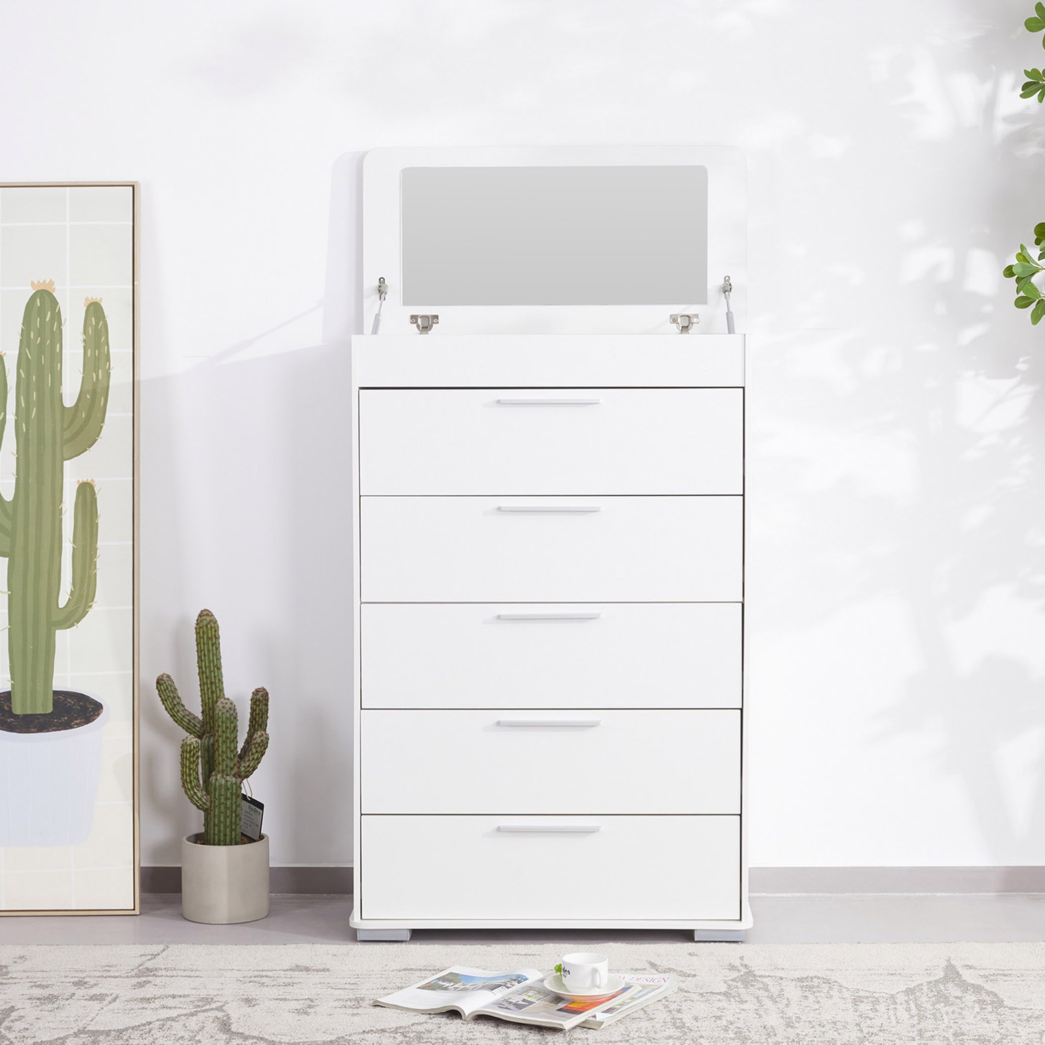 Frankfurt Chest of 5-Drawers with Lift Top Vanity-hbxfurniture-dressersandchests-chestofdrawers-image-2