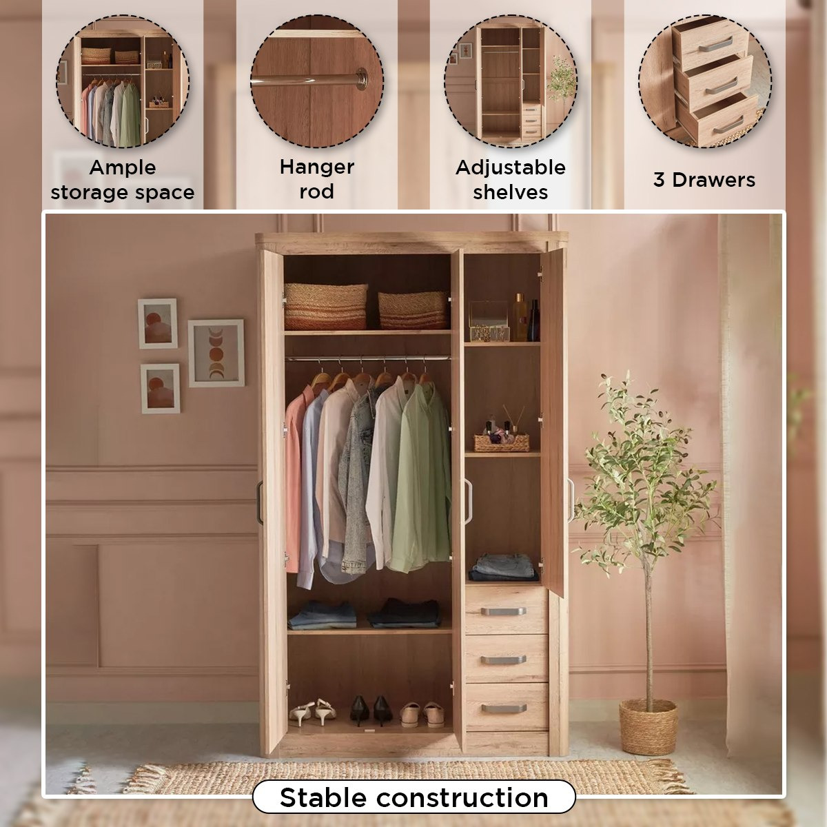 خزانة ملابس 3 أبواب مع مرآة و3 أدراج - أوليفوس من موڤو-hbxfurniture-wardrobes-image-15