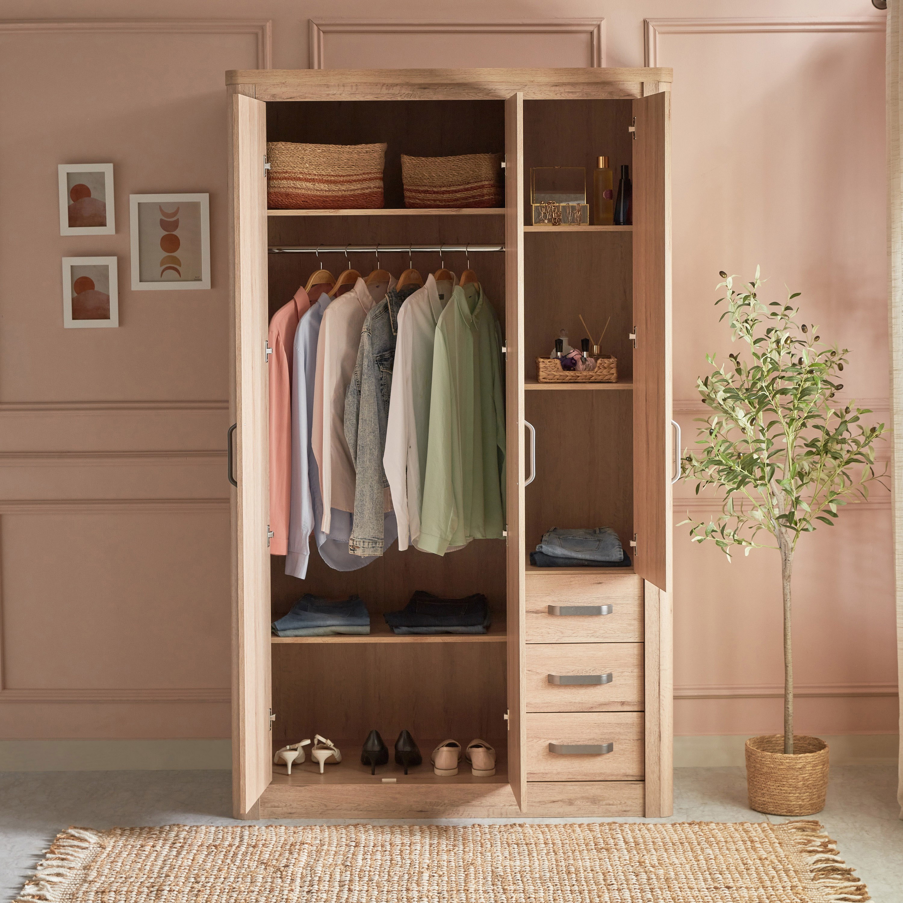 خزانة ملابس 3 أبواب مع مرآة و3 أدراج - أوليفوس من موڤو-hbxfurniture-wardrobes-image-3