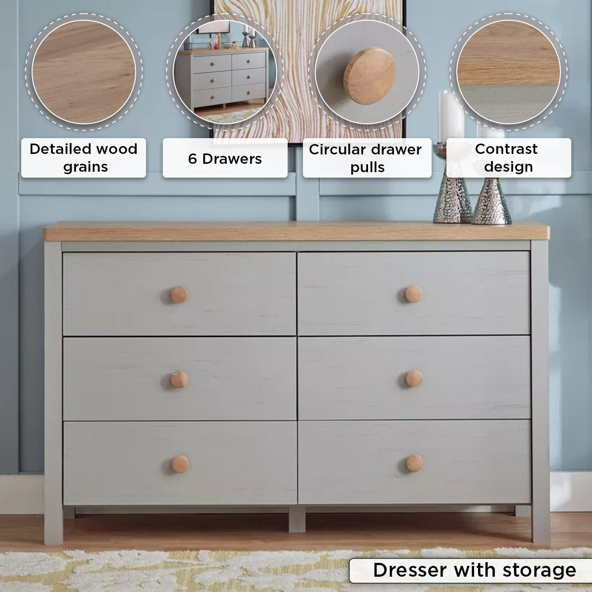طاولة تزيين رئيسية دون مرآة 6 أدراج من فينسي-hbxfurniture-bedroom-dressersandmirrors-image-4