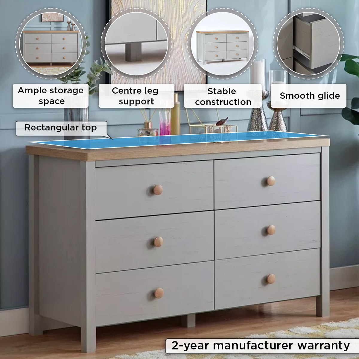 طاولة تزيين رئيسية دون مرآة 6 أدراج من فينسي-hbxfurniture-bedroom-dressersandmirrors-image-5