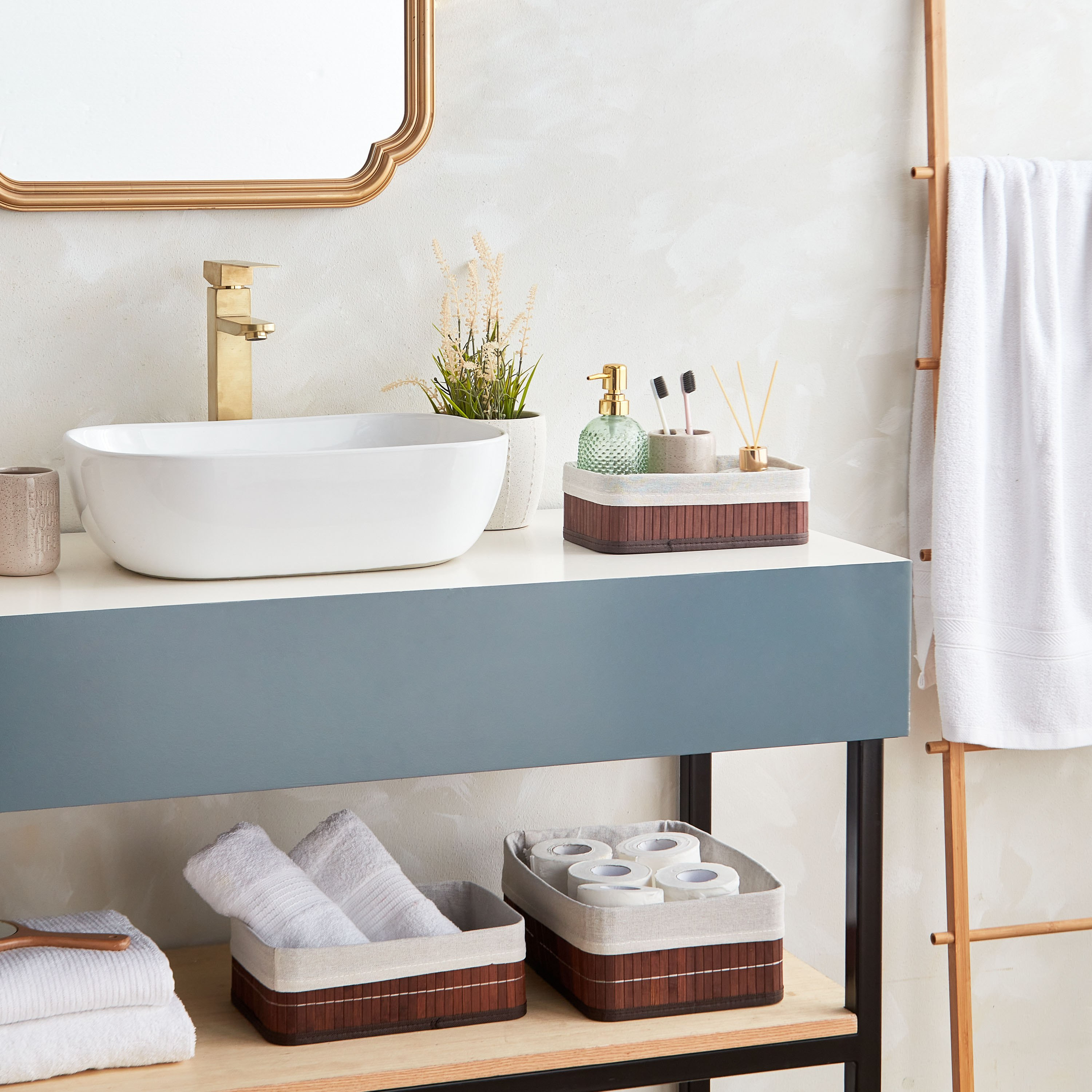 Knock Down Bamboo Collapsible Small Storage Basket - 25x15x8 cm-hbxbedroom-bedroomaccessories-bedroomstorage-image-5