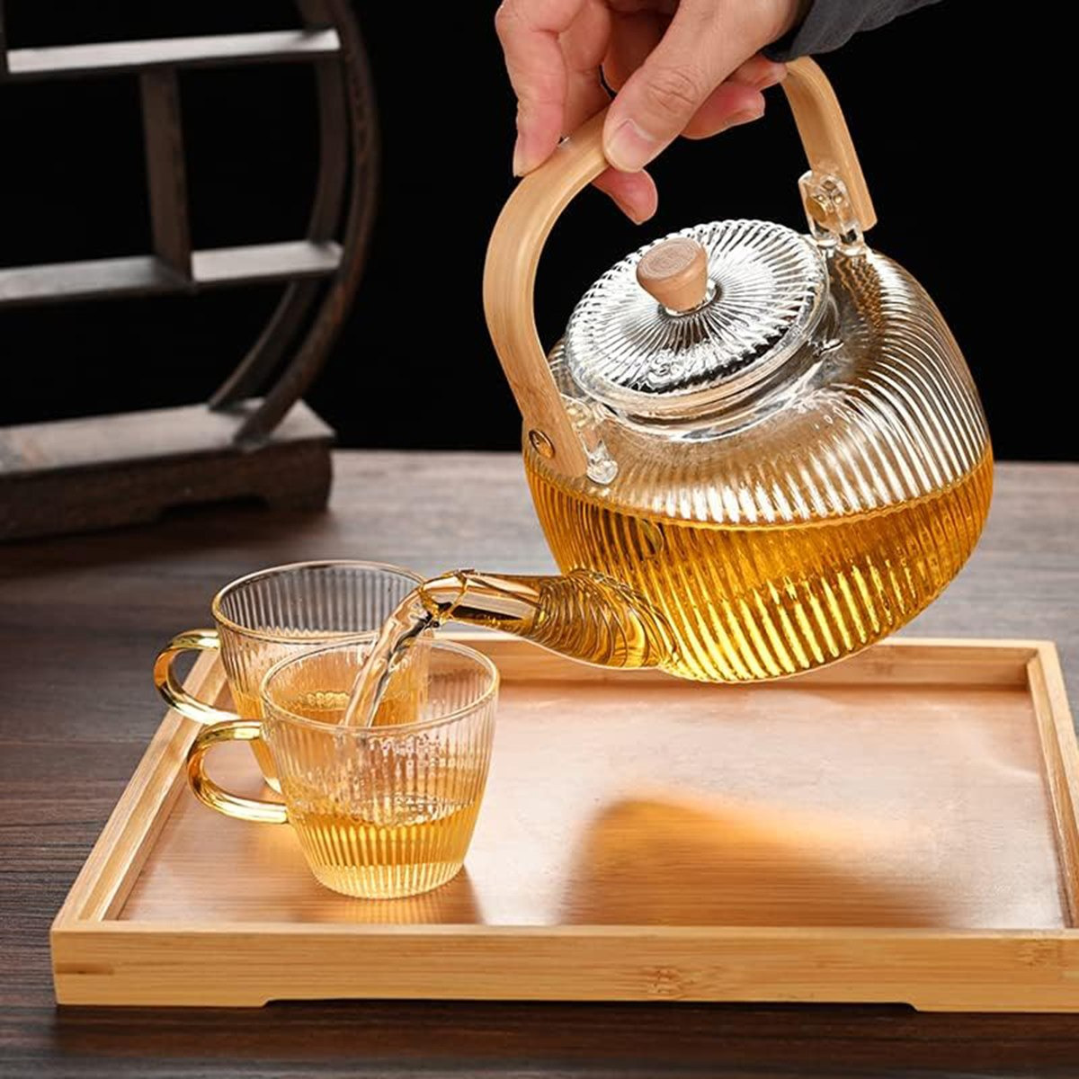 Zen Striped Glass Teapot with Wooden Handle - 1 L-hbxhomeware-hbxkitchen-image-3