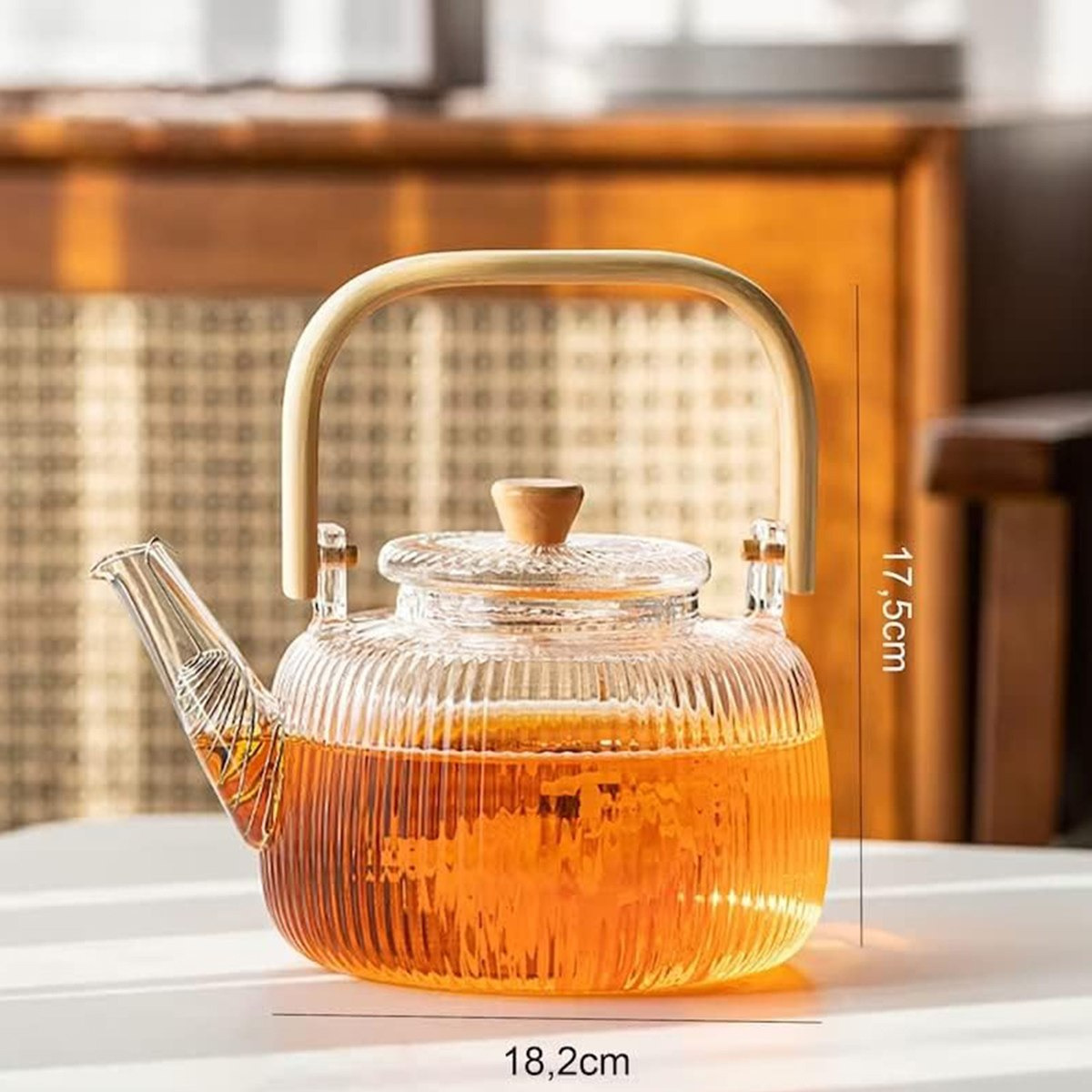 Zen Striped Glass Teapot with Wooden Handle - 1 L-hbxhomeware-hbxkitchen-image-5