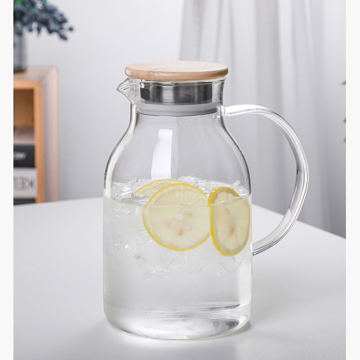 Zen Borosilicate Glass Water Pitcher with Stainless Steel Strainer - 1.8 L-hbxhomeware-hbxkitchen-image-1
