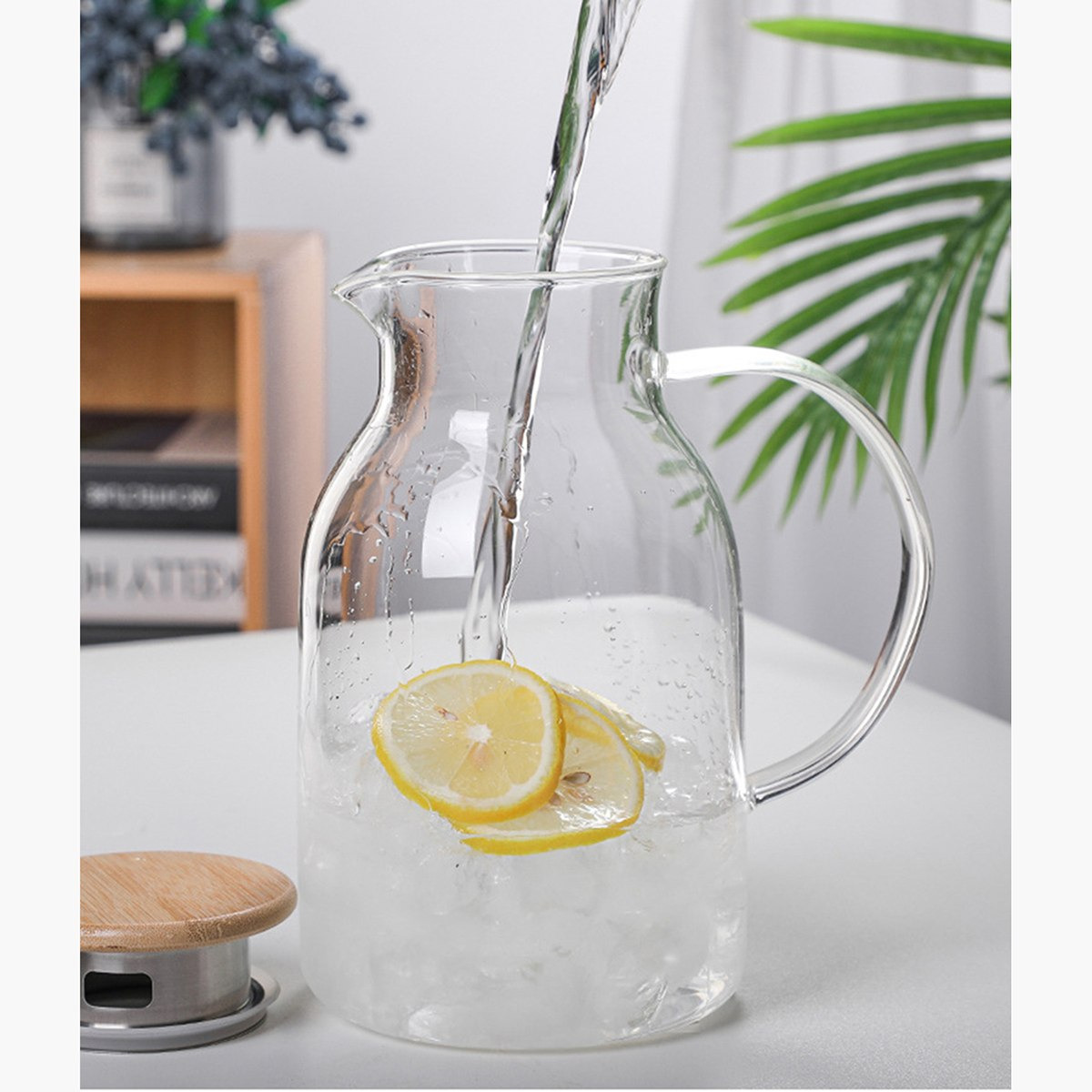 Zen Borosilicate Glass Water Pitcher with Stainless Steel Strainer - 1.8 L-hbxhomeware-hbxkitchen-image-2