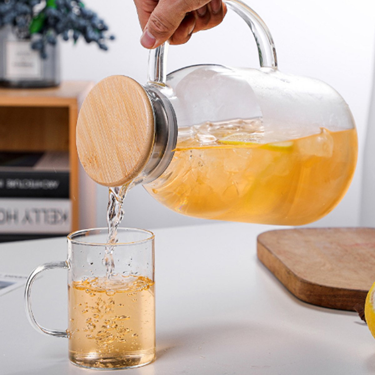 Zen Borosilicate Glass Water Pitcher with Stainless Steel Strainer - 1.8 L-hbxhomeware-hbxkitchen-image-3