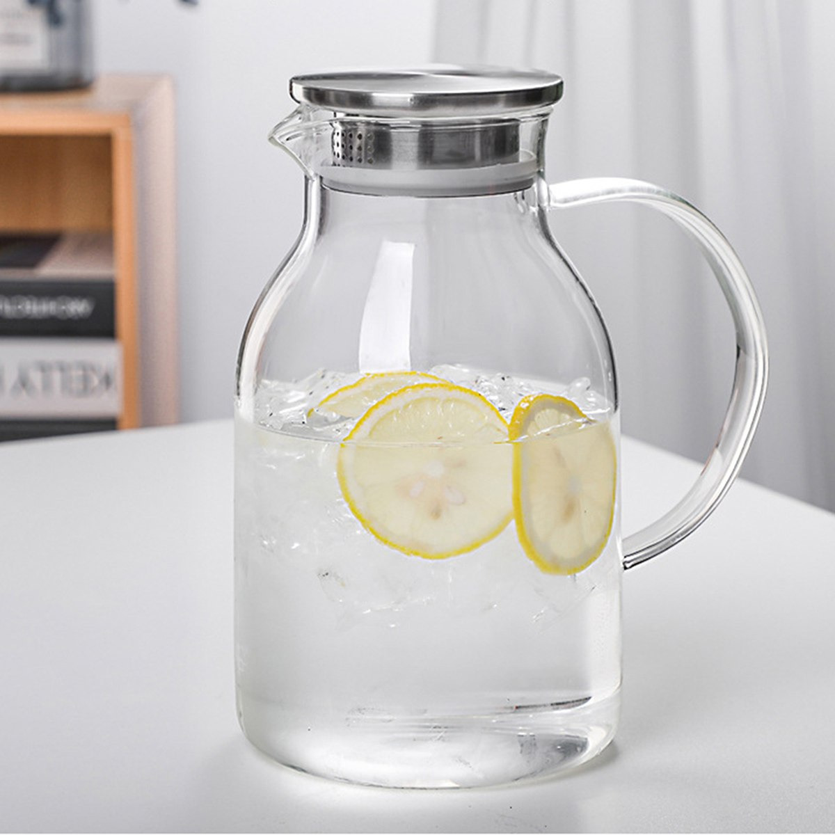 Zen Borosilicate Glass Water Pitcher with Stainless Steel Strainer - 1.8 L-hbxhomeware-hbxkitchen-image-2
