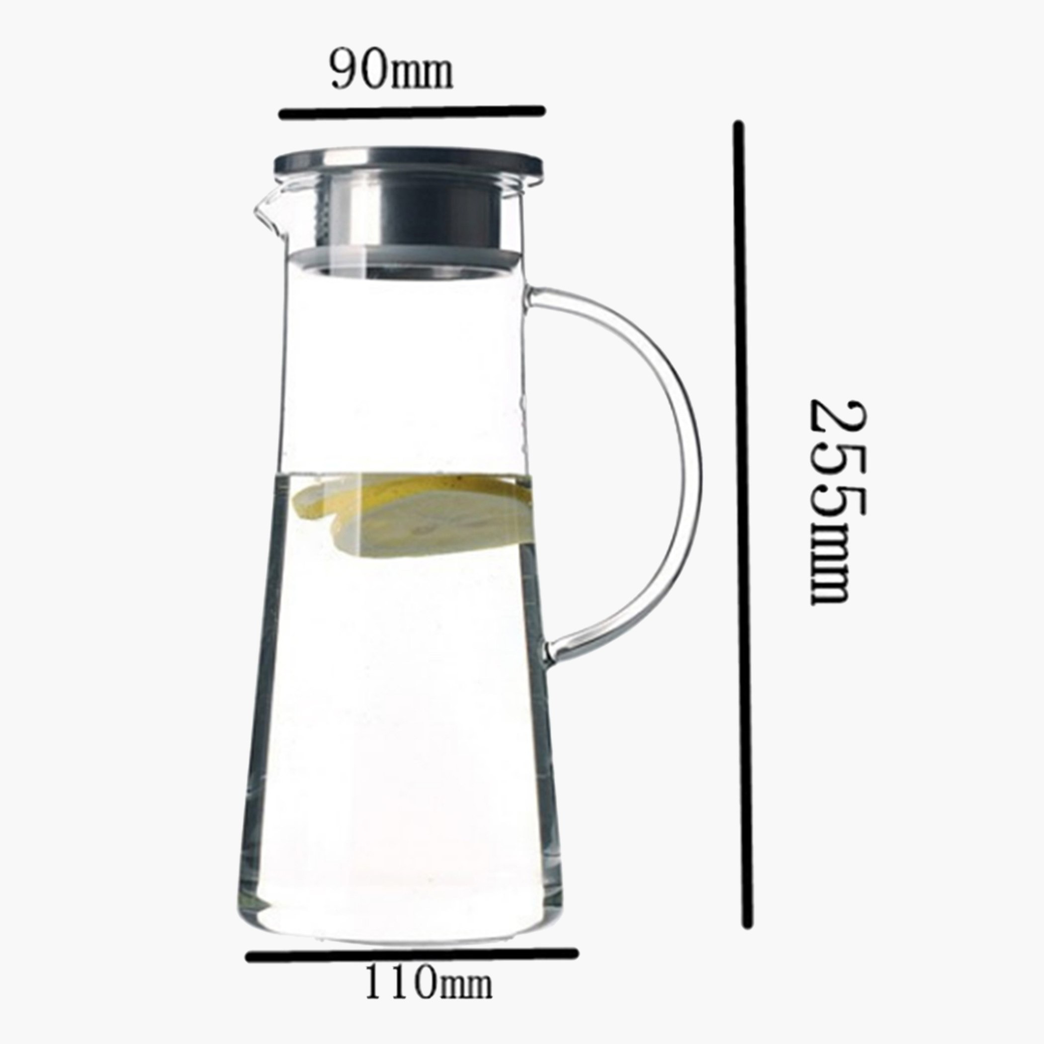 إبريق ماء زجاج بوروسيليكات مع غطاء مصفاة ستانلس ستيل من زين - 1.8 لتر-hbxhomeware-hbxkitchen-image-4