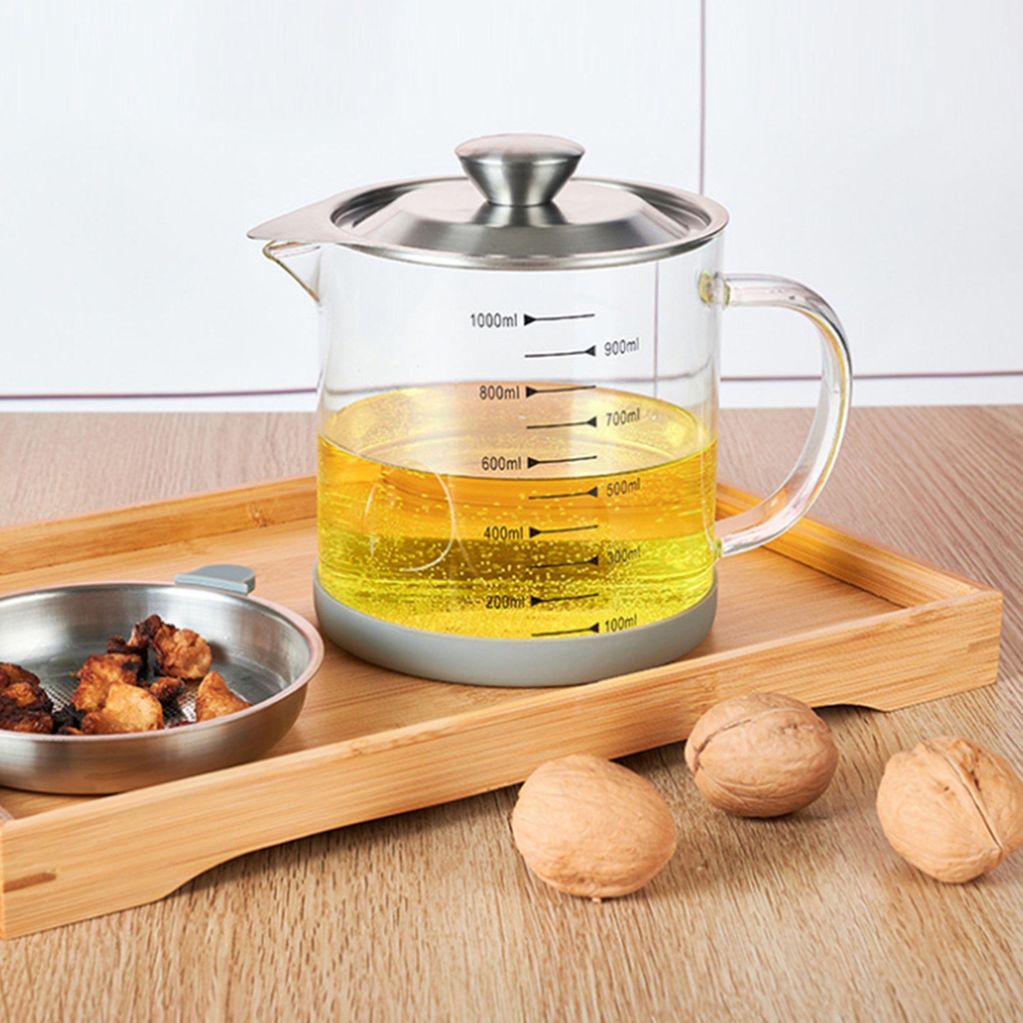 وعاء زيت زجاج بوروسيليكات مع غطاء مصفاة من زين - 1.5 لتر-hbxkitchen-kitchenware-kitchenaccessories-image-1