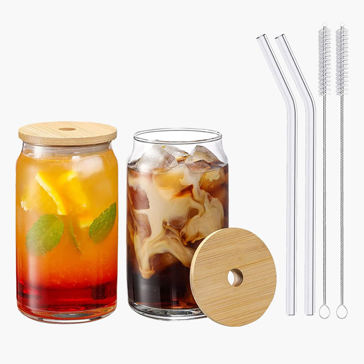 Zen 2-Piece Borosilicate Can Shaped Glass Jar with Straw and Cleaning Brush Set-hbxhomeware-hbxkitchen-image-1