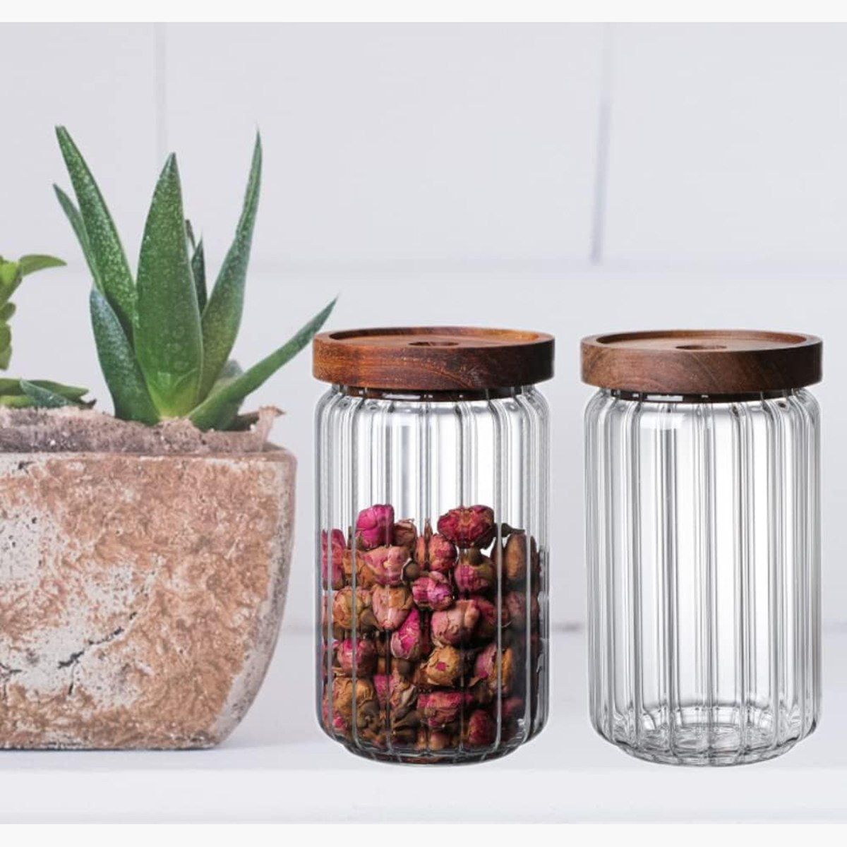 Zen Borosilicate 2-Piece Airtight Glass Storage Jar Set - 700 ml-hbxhomeware-hbxkitchen-image-1