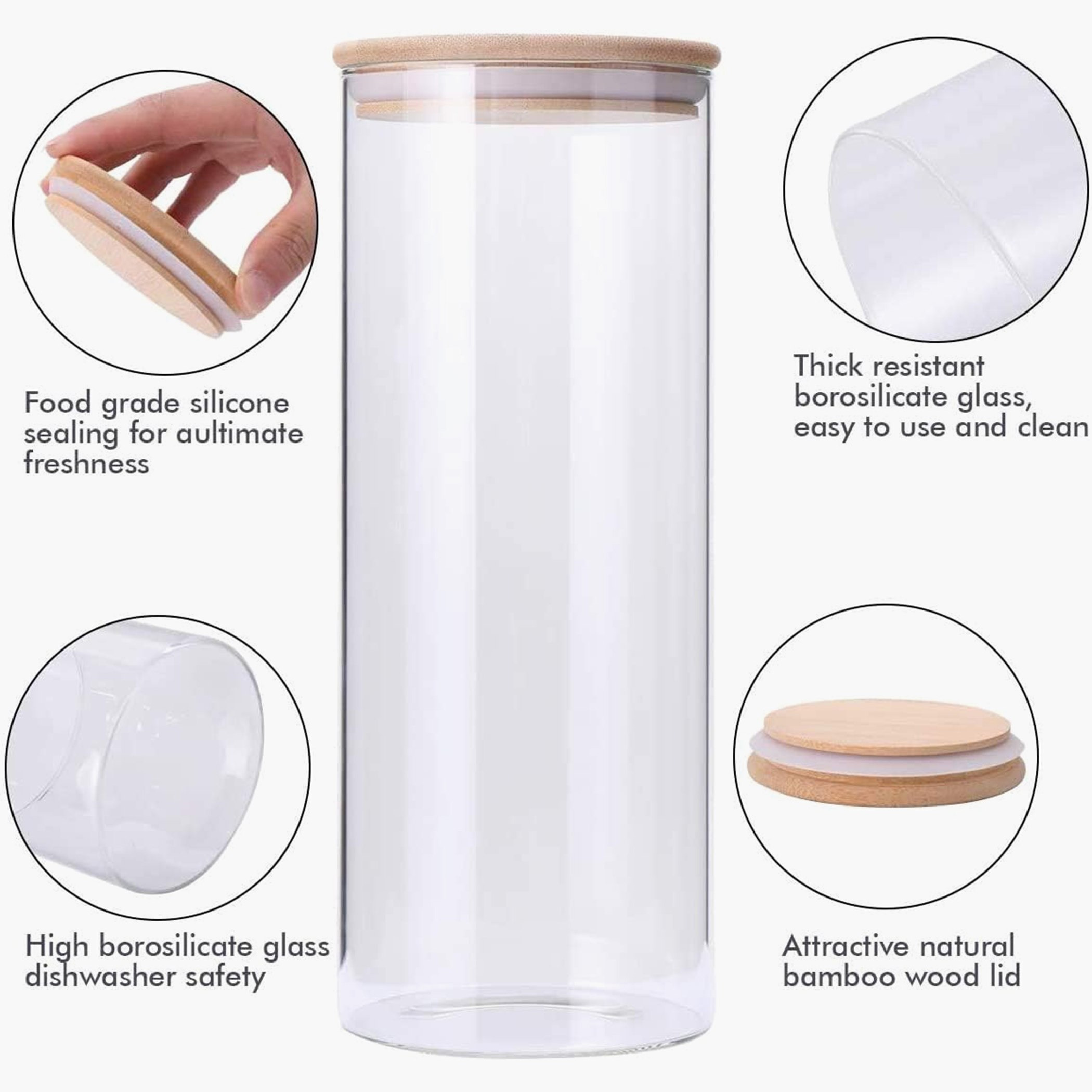 طقم جرات تخزين زجاج محكم الغلق من قطعتين بوروسيليكات من زين - 1.2 لتر-hbxhomeware-hbxkitchen-image-3