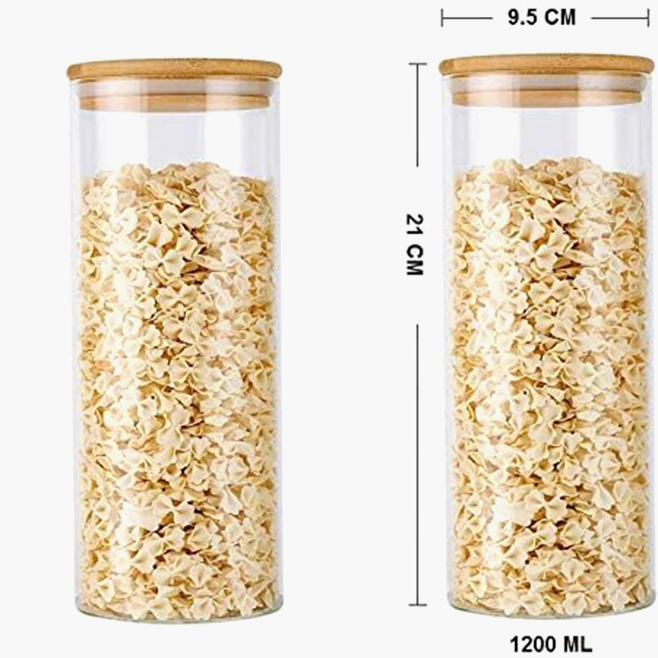 طقم جرات تخزين زجاج محكم الغلق من قطعتين بوروسيليكات من زين - 1.2 لتر-hbxhomeware-hbxkitchen-image-4