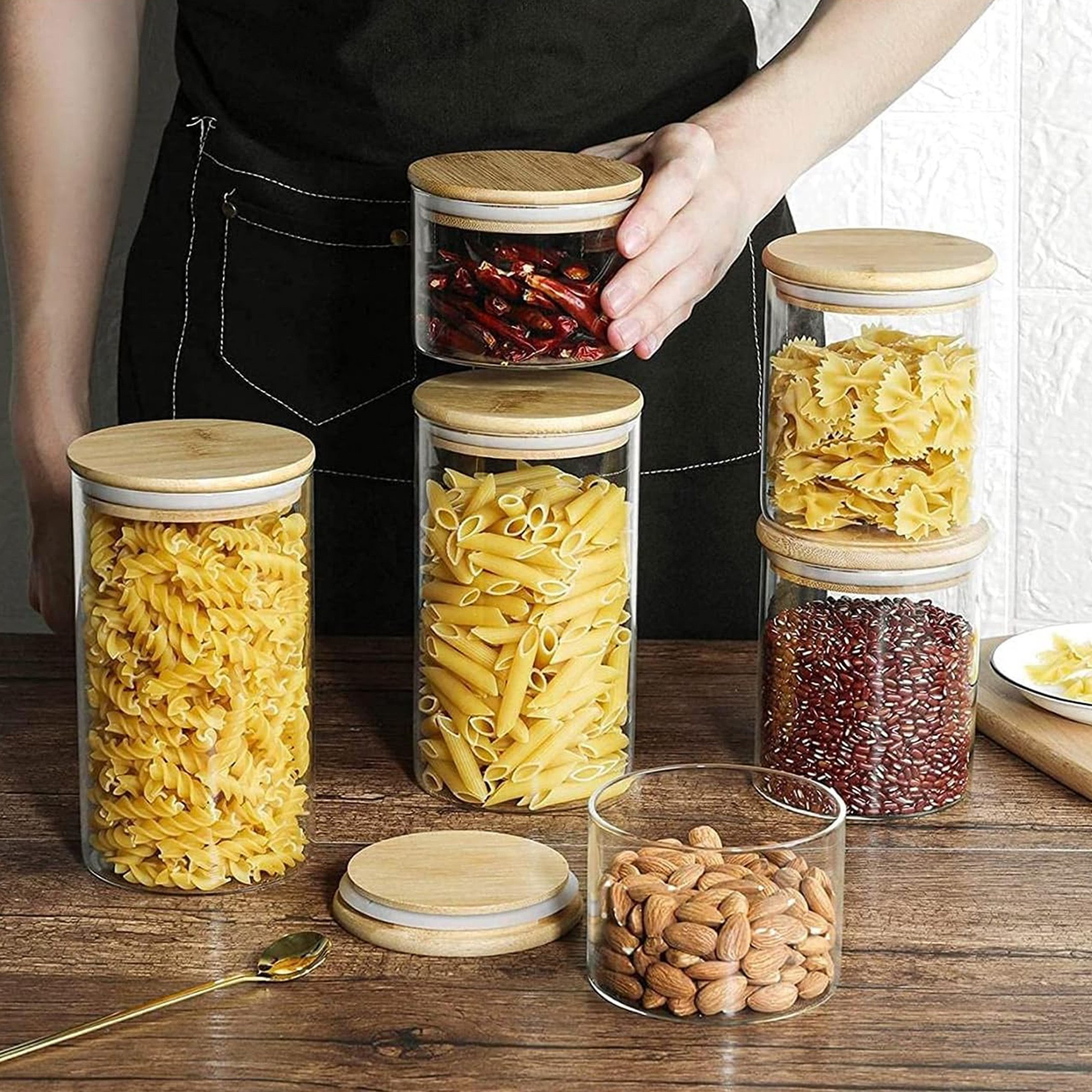طقم جرات تخزين زجاج محكم الغلق من قطعتين بوروسيليكات من زين - 1.2 لتر-hbxhomeware-hbxkitchen-image-6