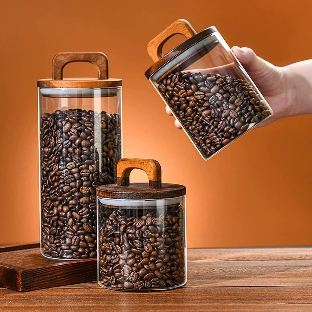 Zen Borosilicate Glass Storage Jar with Wooden Lid -  500 ml-hbxhomeware-hbxkitchen-image-6