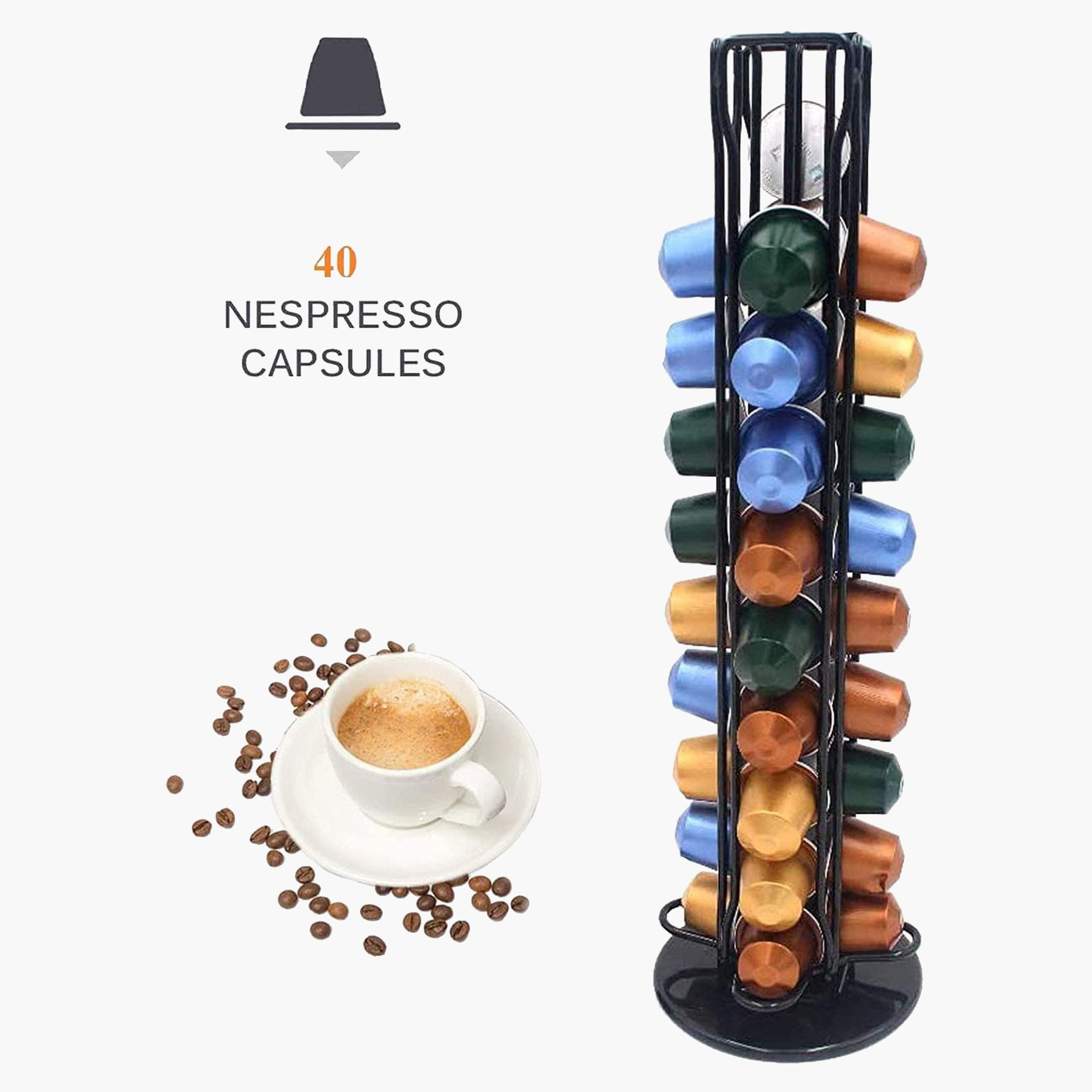 حامل كبسولات ستانلس ستيل مع برج حامل دوّار 360 درجة من زين-hbxkitchen-kitchenware-kitchenaccessories-image-3
