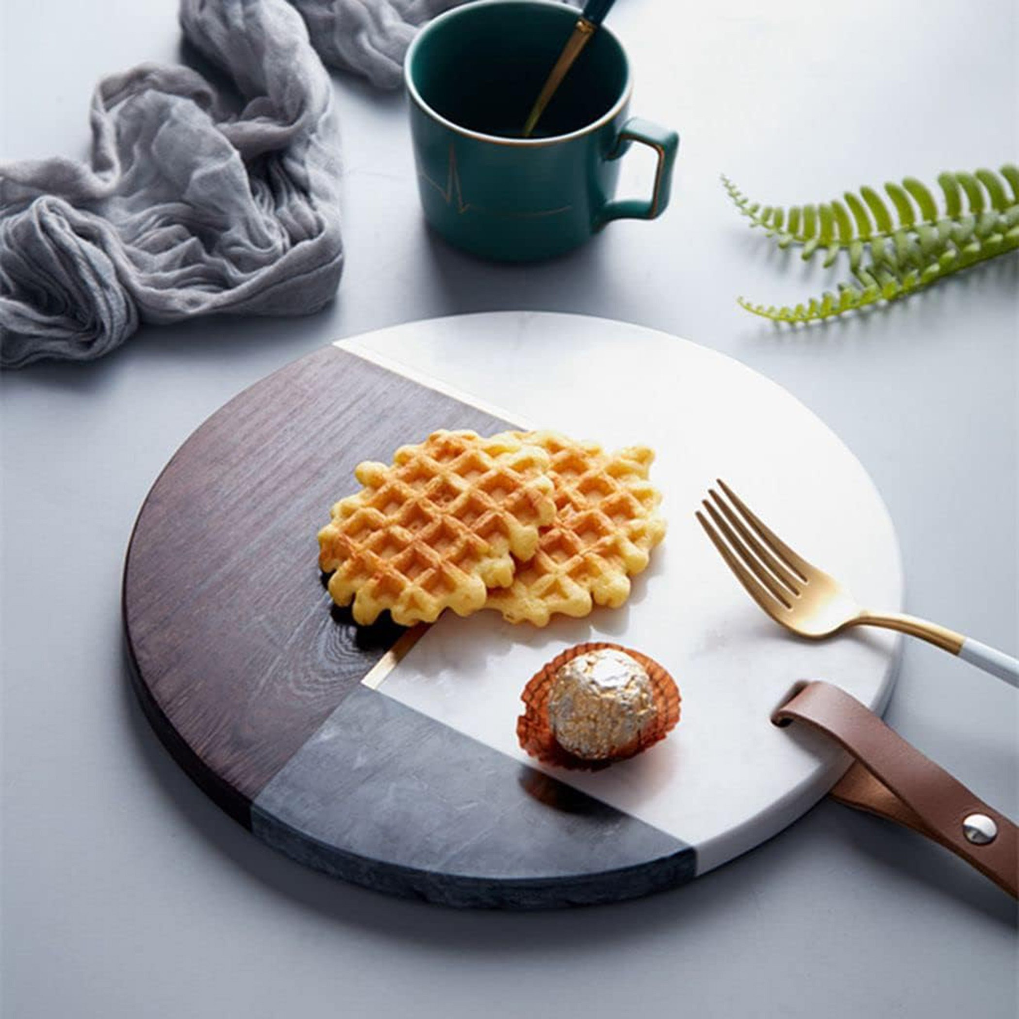 صينية مستديرة رخام بمقبض جلد من زين-hbxdecorandfurnishings-tabletop-serveware-image-2