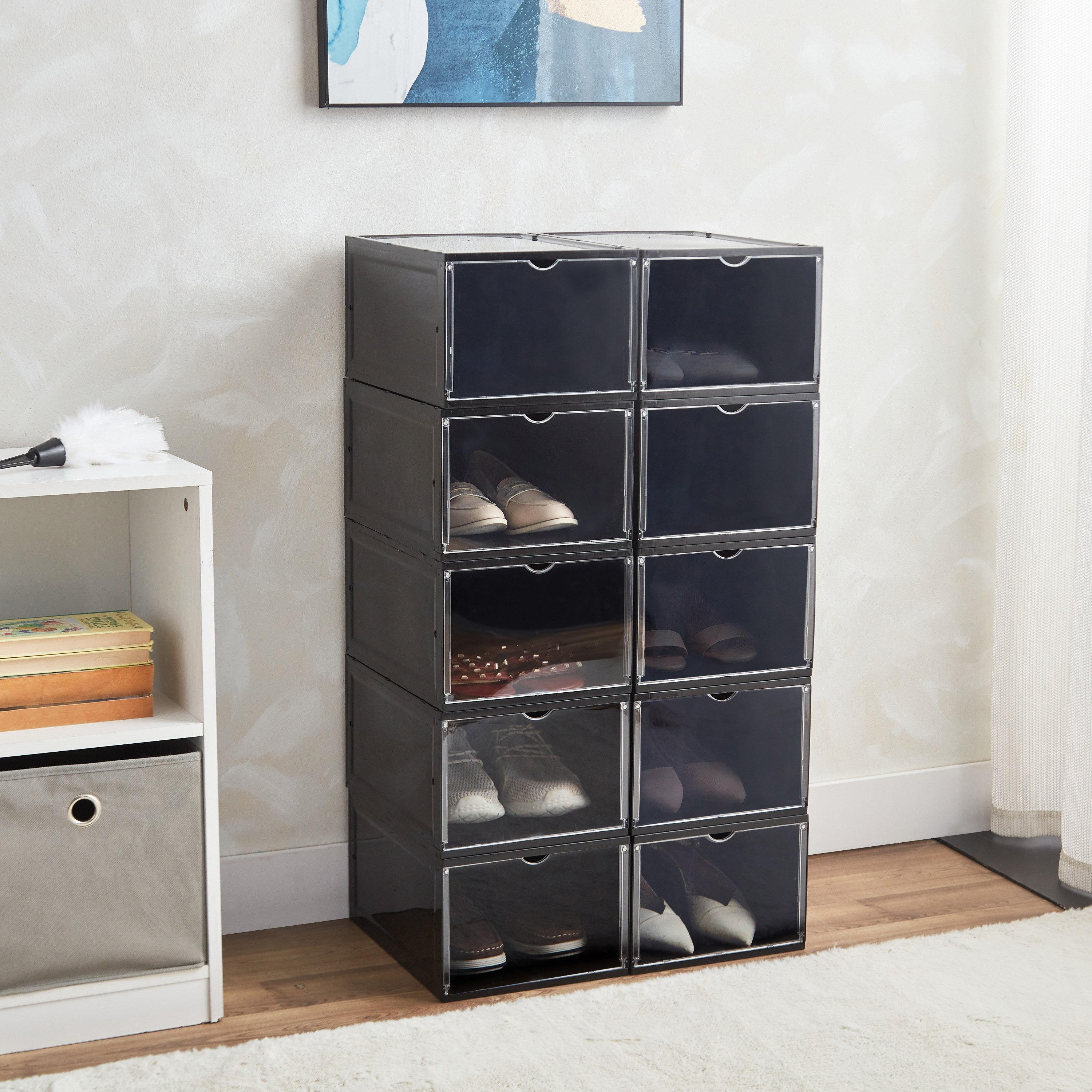 Zen Shoe Rack Buy Zen Stackable Shoe Box with Clear Door - 34x24x18 cm Online in UAE ...