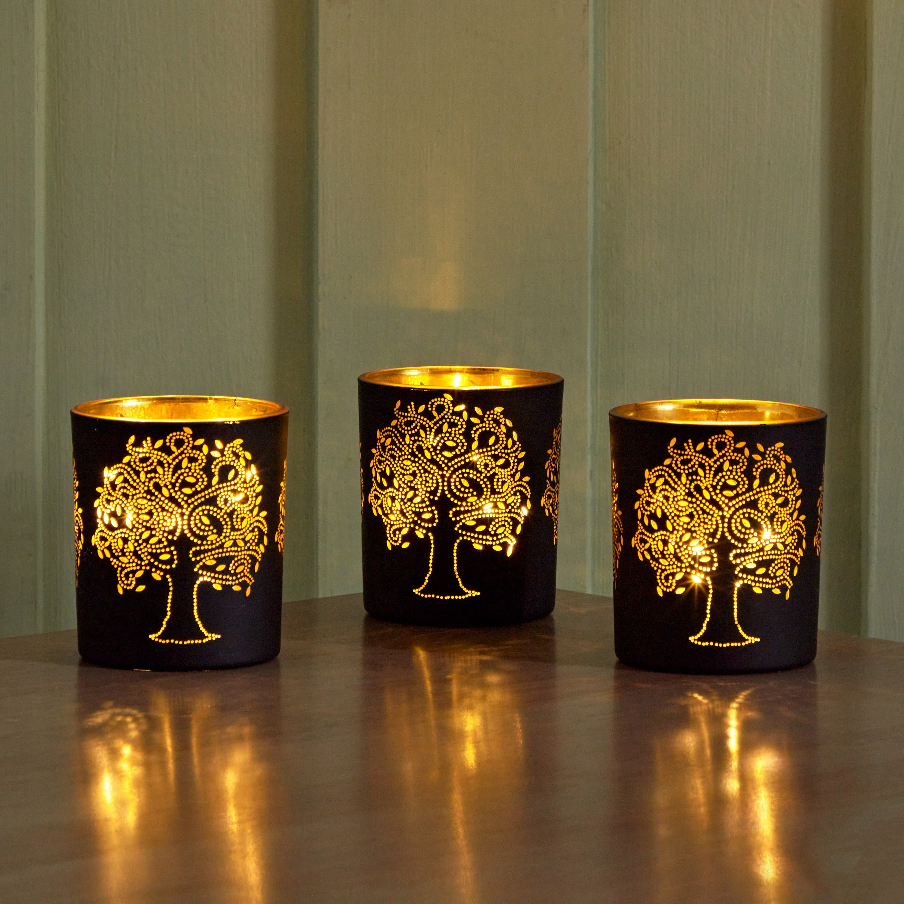 طقم حامل شموع صغيرة 3 قطع بإضاءة إل إي دي من إيفرين - 7x7x8 سم-hbxlivingroom-decorandaccessories-candleholders-image-1