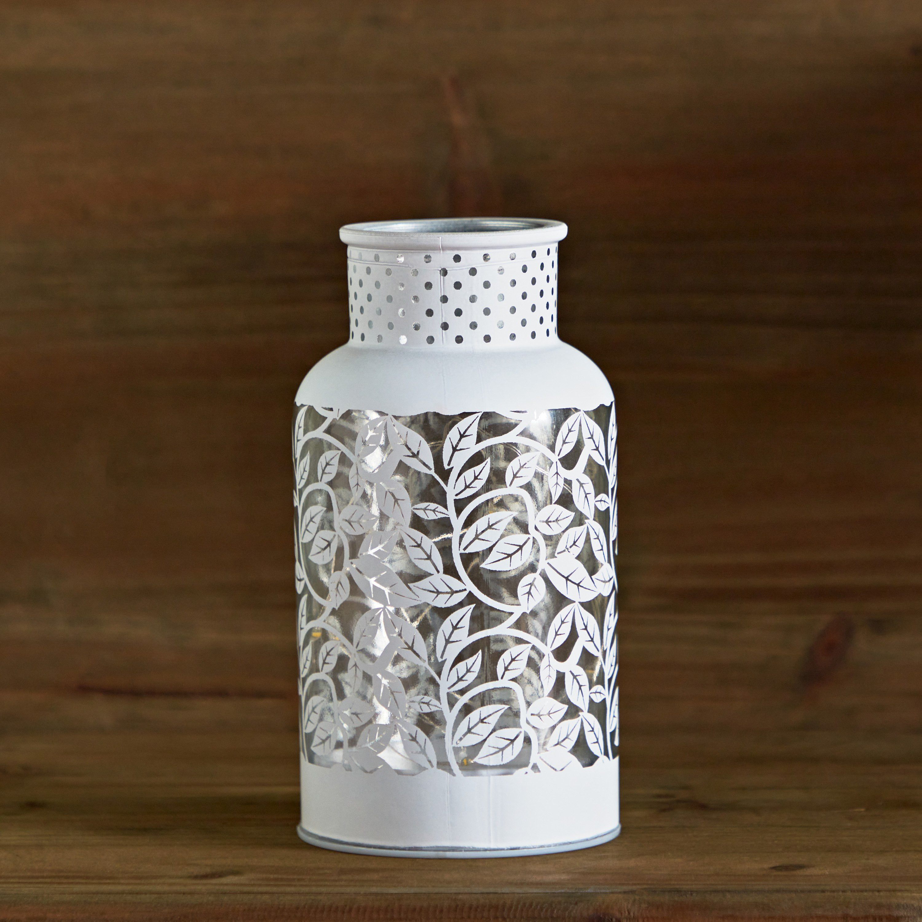 Evren Floral Cutwork Glass Lantern with LED Lights - 8x8x15 cm-hbxdecorandfurnishings-homeaccessories-lanterns-image-2
